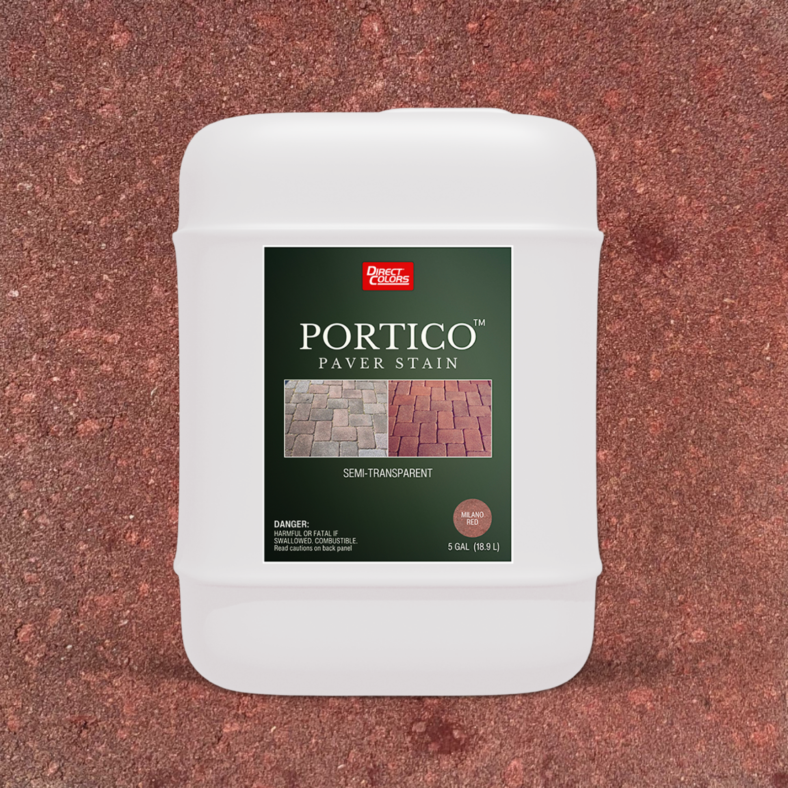 Direct Colors DC-POR-719-5GAL Portico Concrete Paver Stain Milano Red Solvent-based Ready-to-use Concrete stain ( 5-gallon )