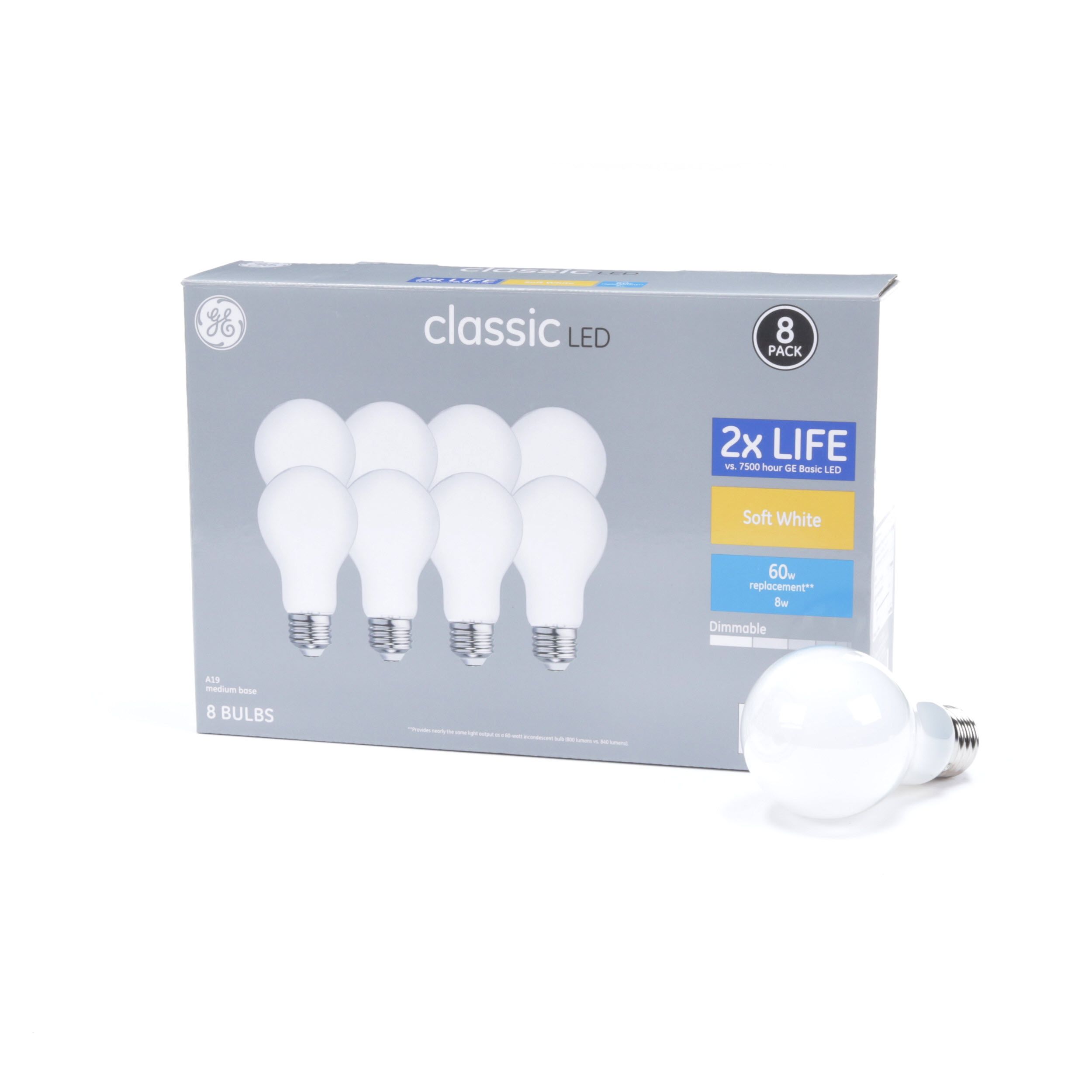 GE Classic Plastic 60-Watt EQ A19 Softwhite Dimmable LED Light Bulb Case 8 Box’s 