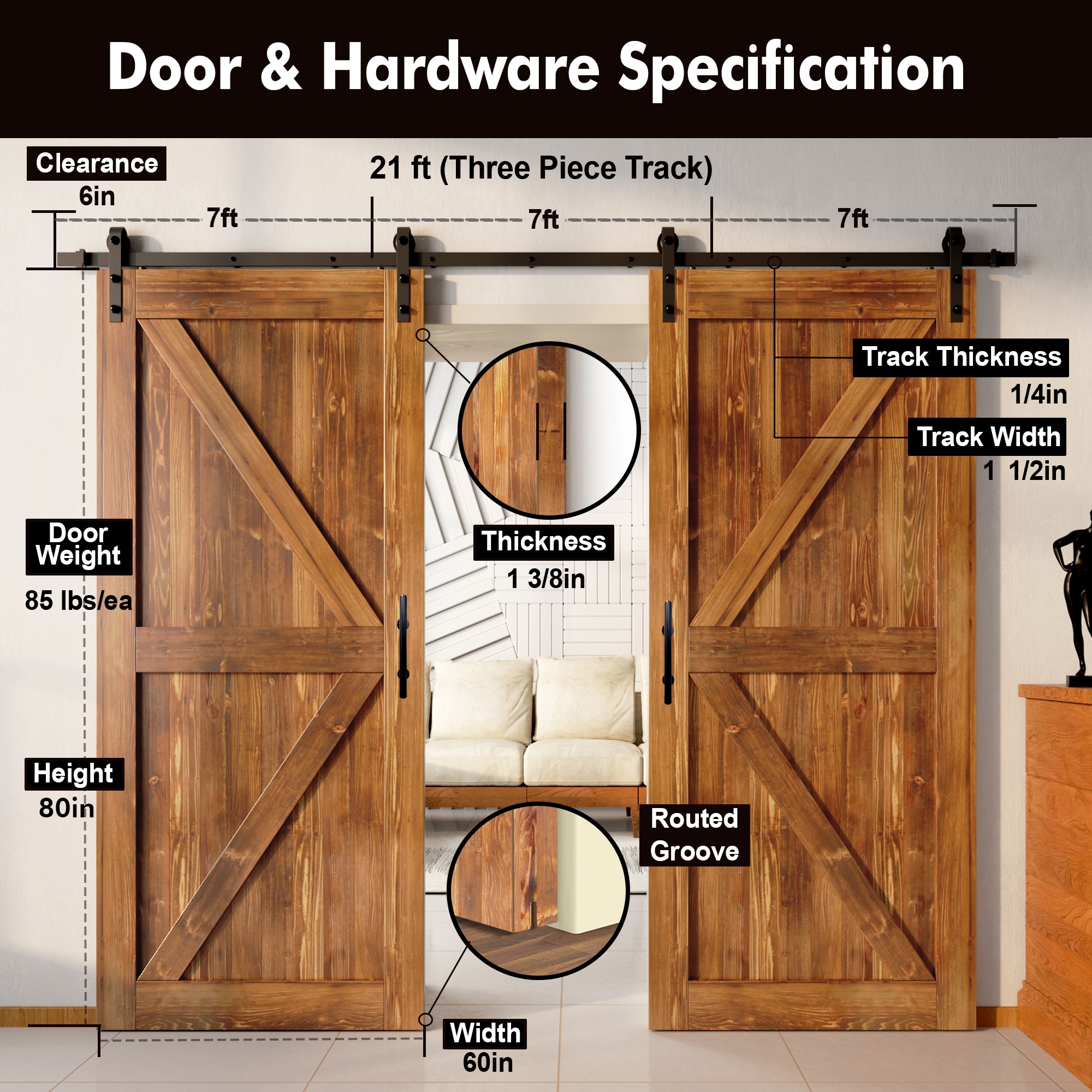 HOMACER YT2TGH240C-6080F-EA Barn-Doors - View #2