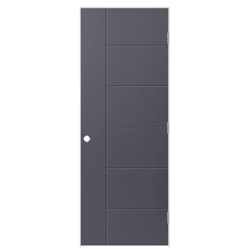 Masonite 1446897 30-in x 80-in Slate Hollow core Flush Left hand Smooth Prefinished Molded composite Flat Jamb Single Prehung Interior Door