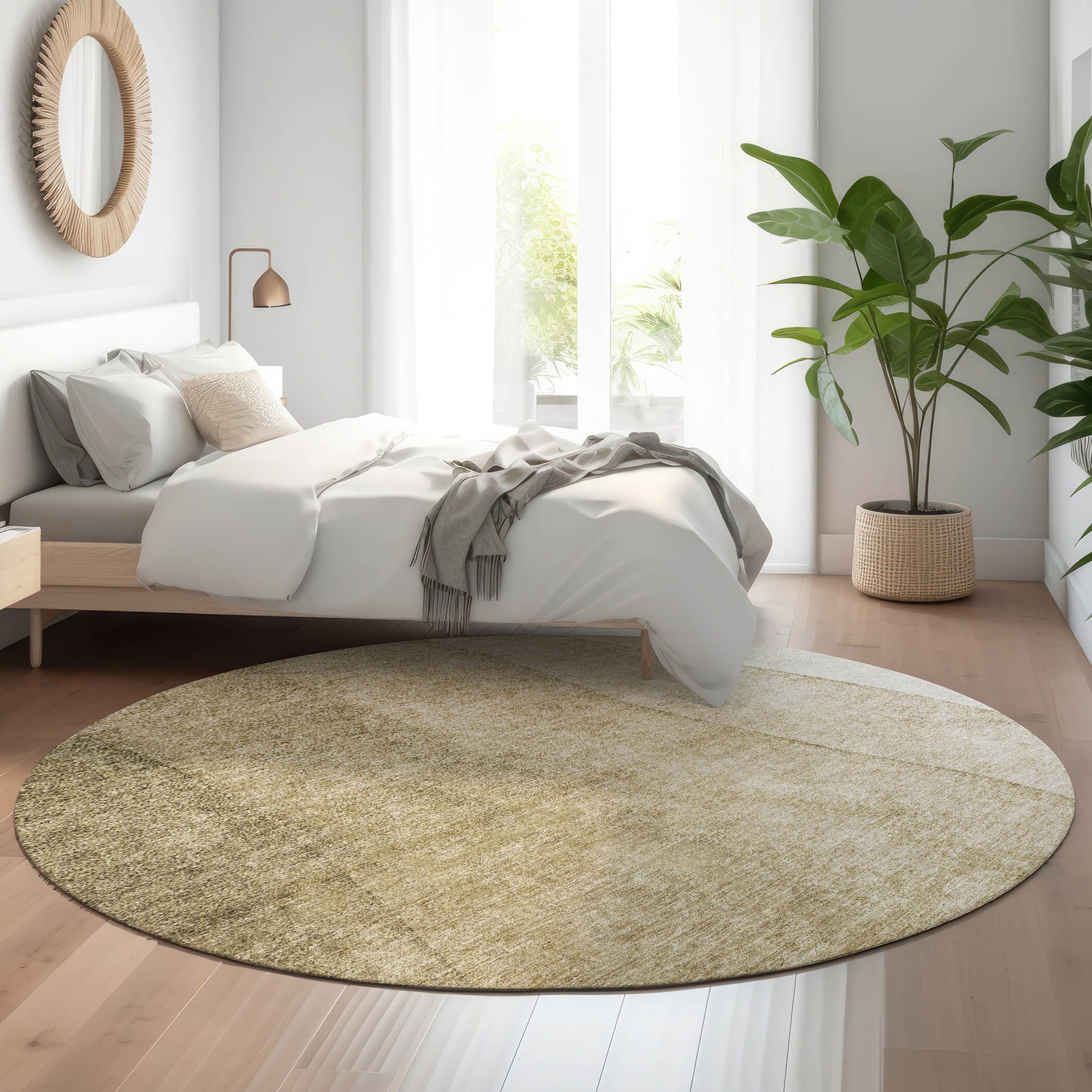 Addison Rugs AMF625TP8RO Mayfield AMF625TP 8 x 8 (ft) Loomed Polyester Taupe Round Indoor Geometric Machine washable Area rug