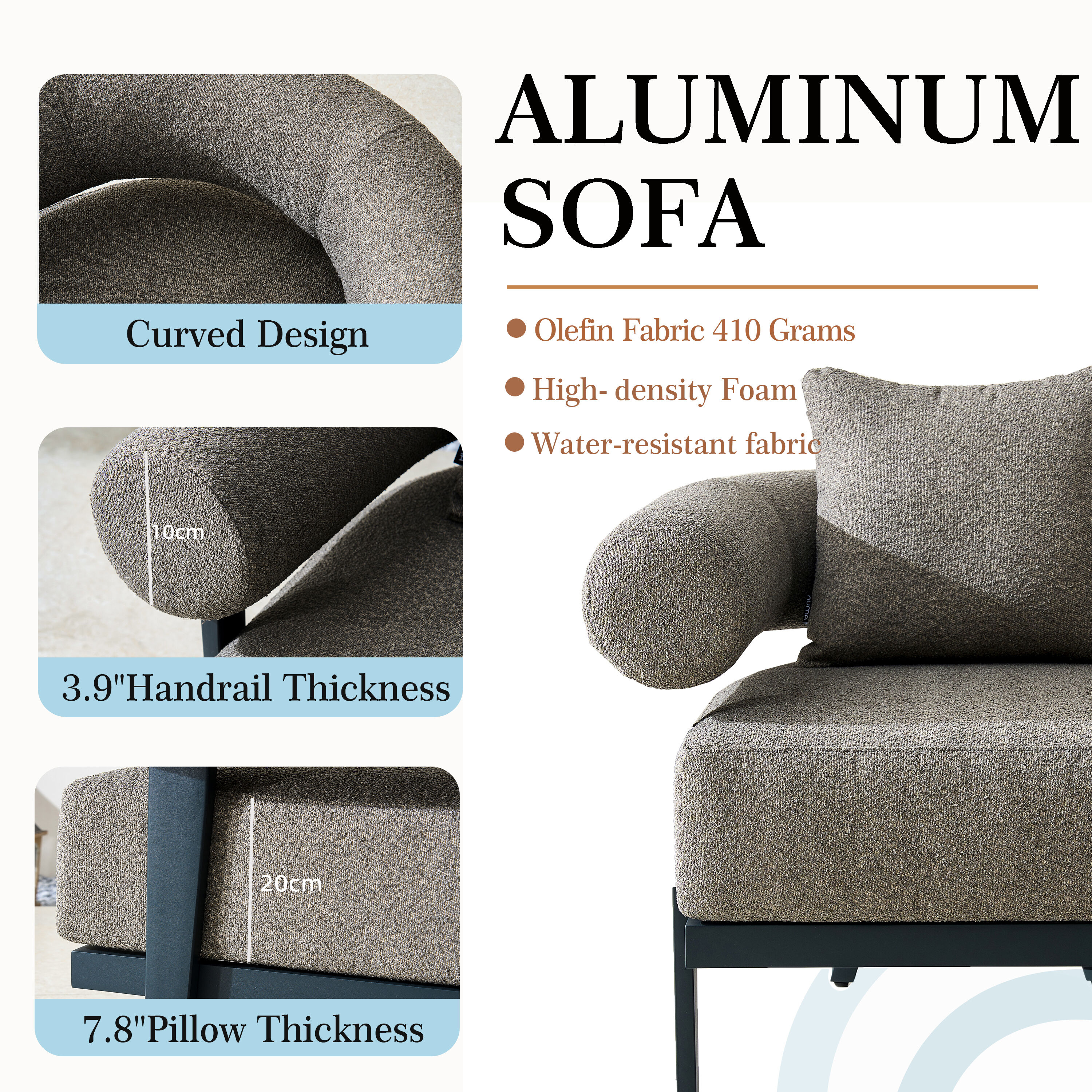Moda Furnishings MAJS-MALBA-3SS-GR Patio-Sofas-Daybeds - View #7