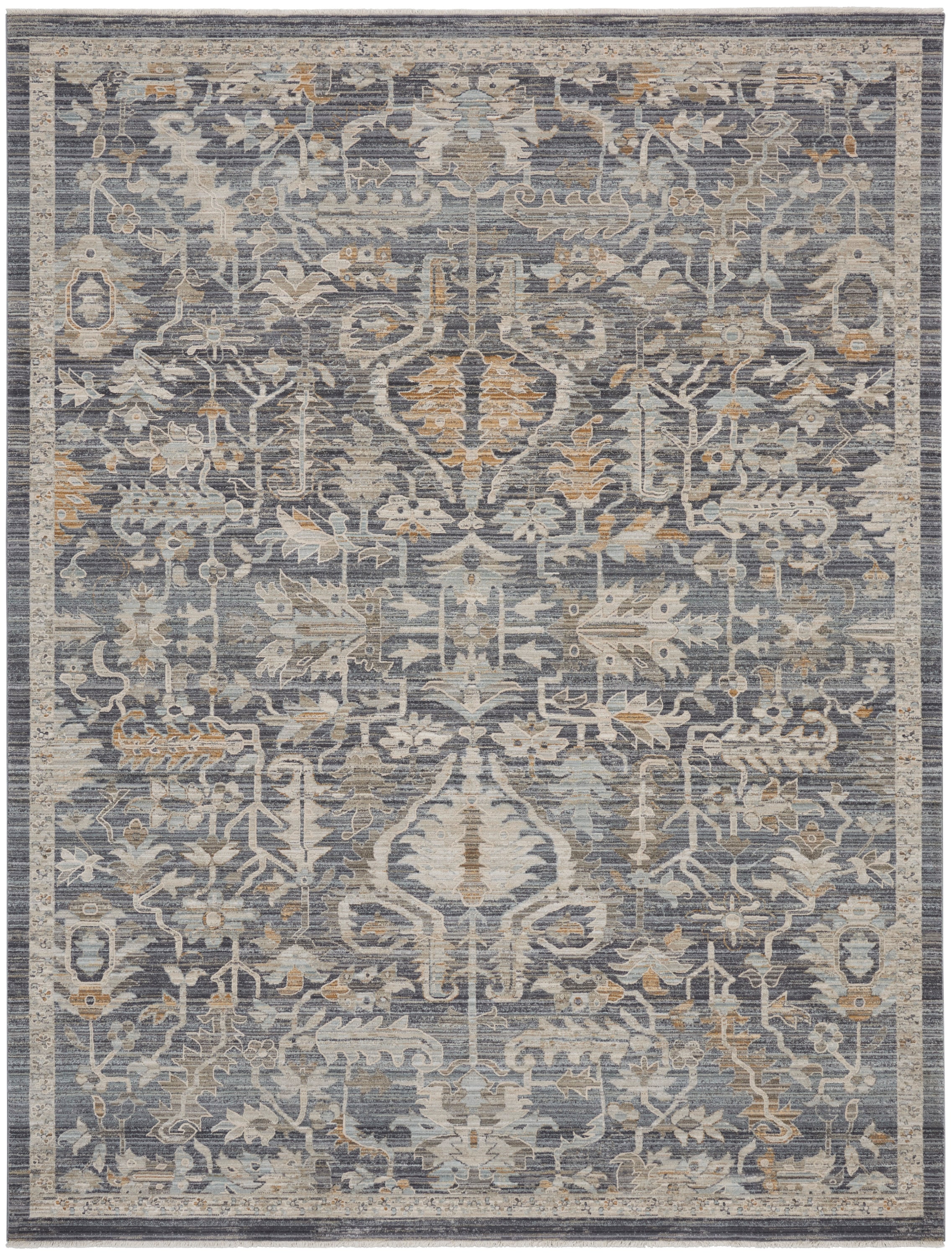 Nourison 099446104717 Nyle 8 x 10 (ft) Loomed Polyester Navy Multicolor Rectangular Indoor Tribal Vintage Area rug