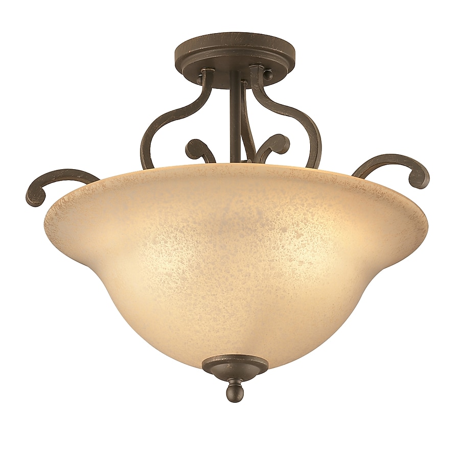 Portfolio Linkhorn 18-in Iron Stone Traditional Incandescent Semi-flush Mount Light Portfolio Linkhorn 18-in Iron Stone Traditional Incandescent Semi-flush Mount Light
