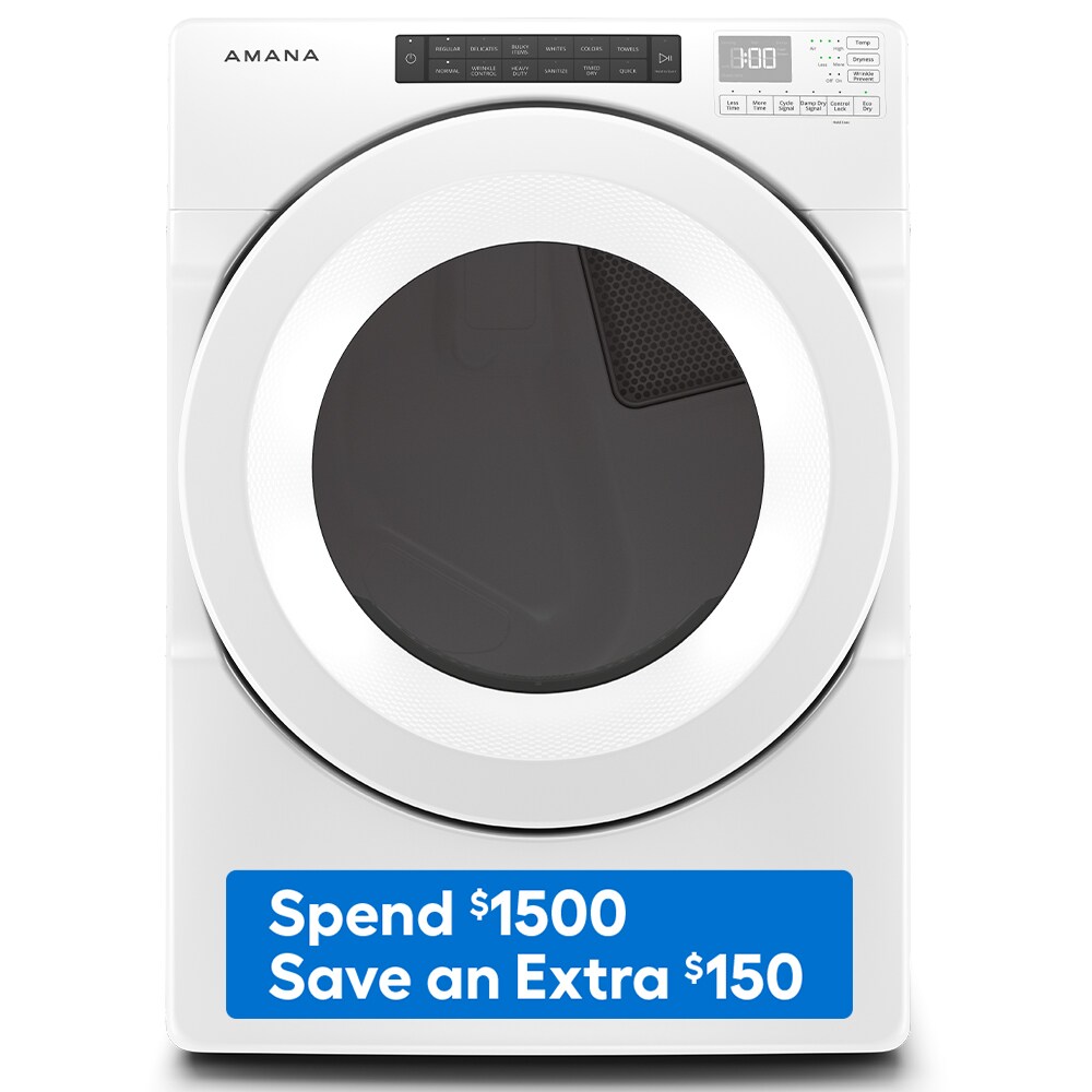 Amana 7.4-cu ft Reversible Side Swing Door Stackable Gas Dryer (White)  ENERGY STAR in the Gas Dryers department at Lowes.com