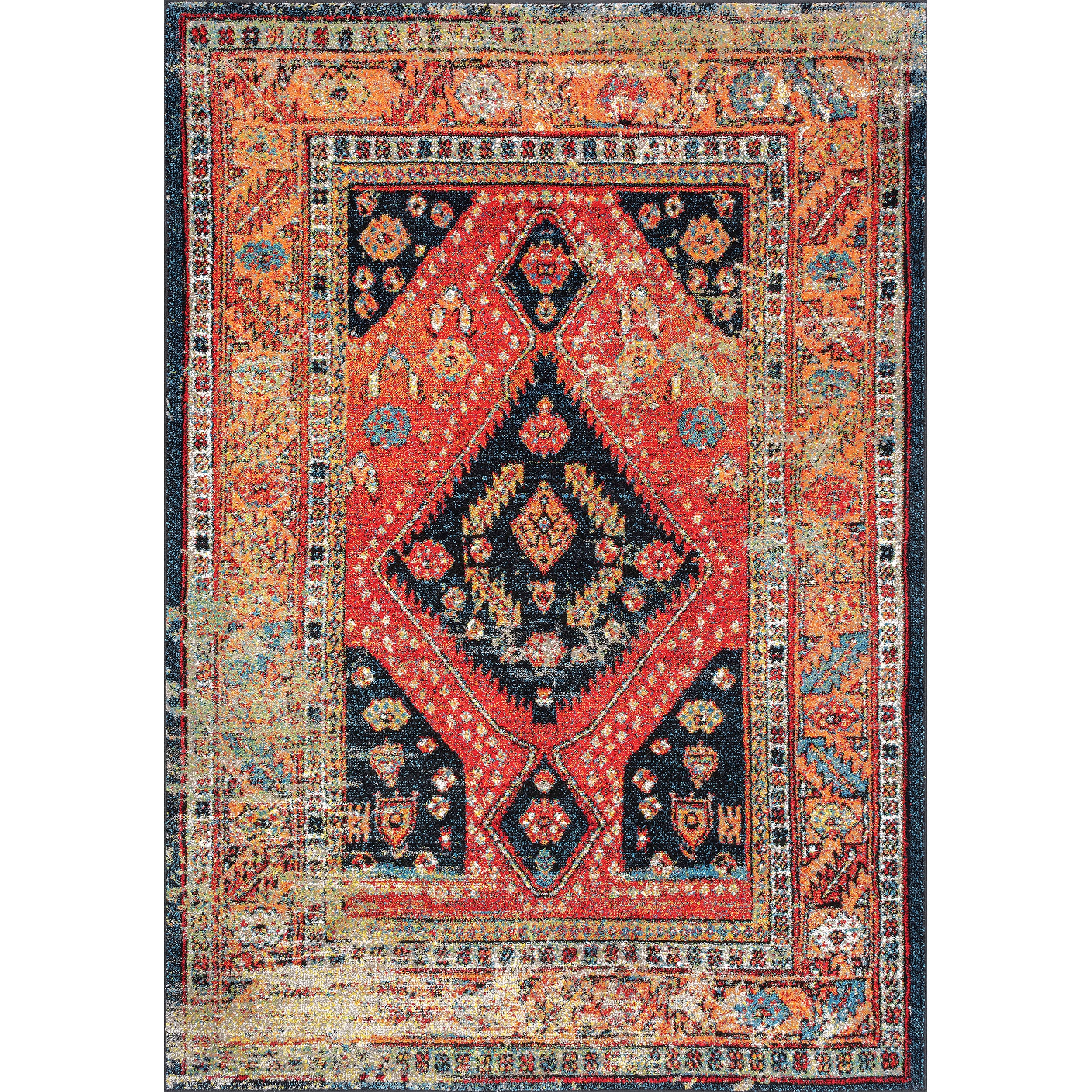 Multicolor Floral Synthetic 4' x 6' Area Rug