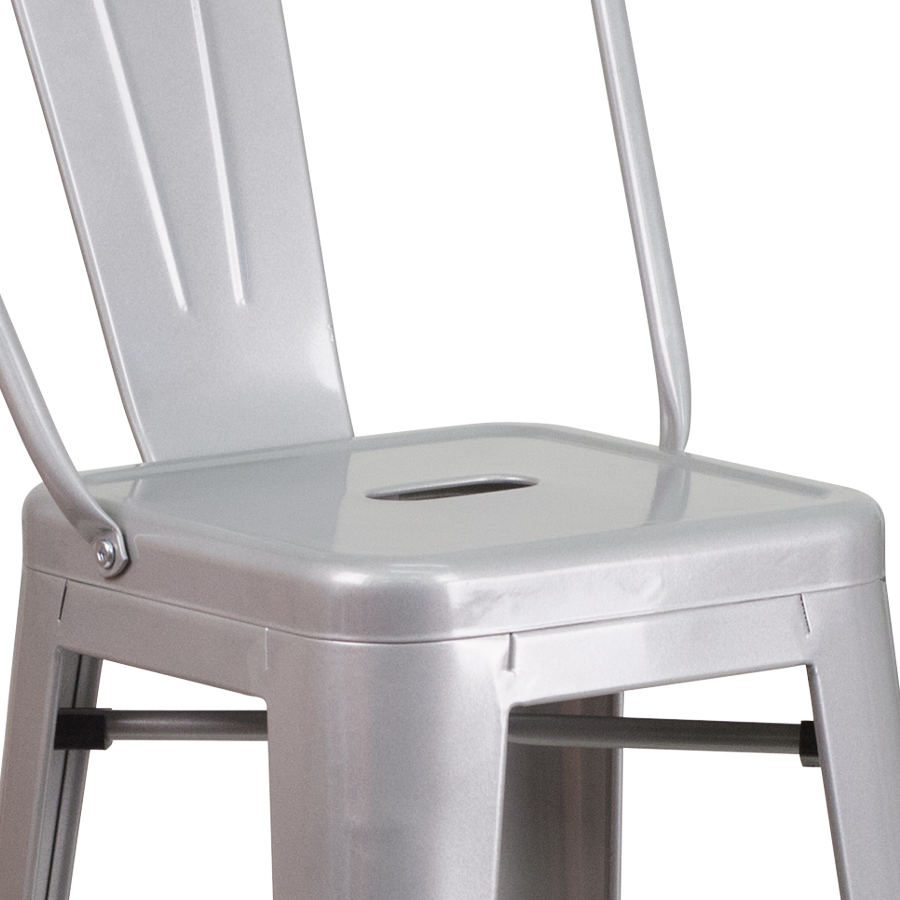 Silver Metal 30" High Backless Industrial Bar Stool