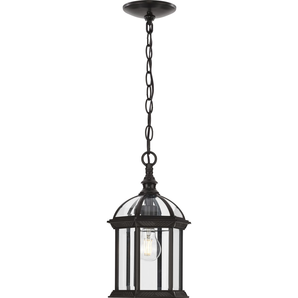 Progress Lighting P550122-020 Dillard 1 -Light Antique Bronze Traditional Clear glass Dome Small Indoor/Outdoor Hanging Pendant light