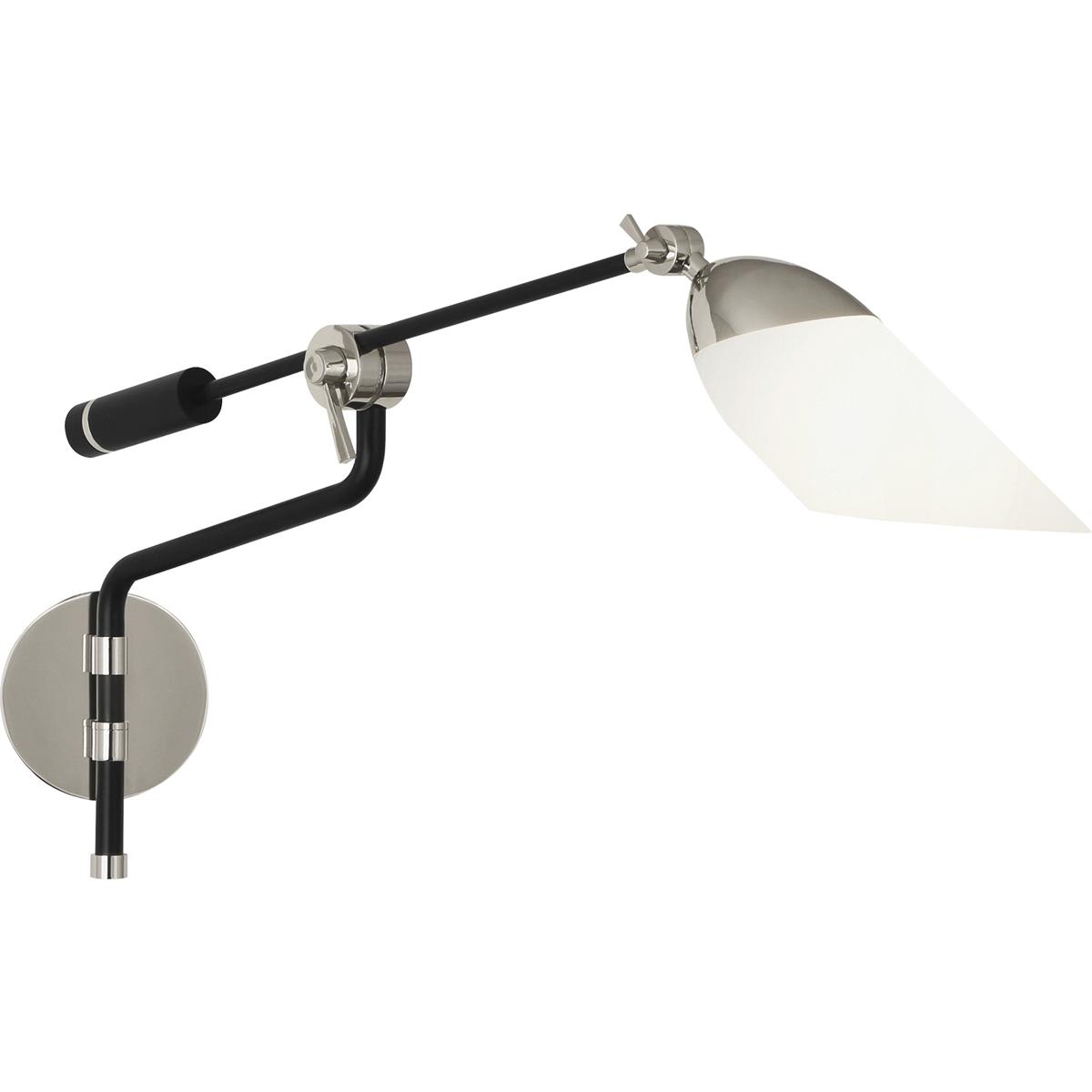 Robert Abbey Lighting Robert Abbey S1212 Ferdinand Swing Arm or Wall Lamp Matte Black Painted / Polished Nickel