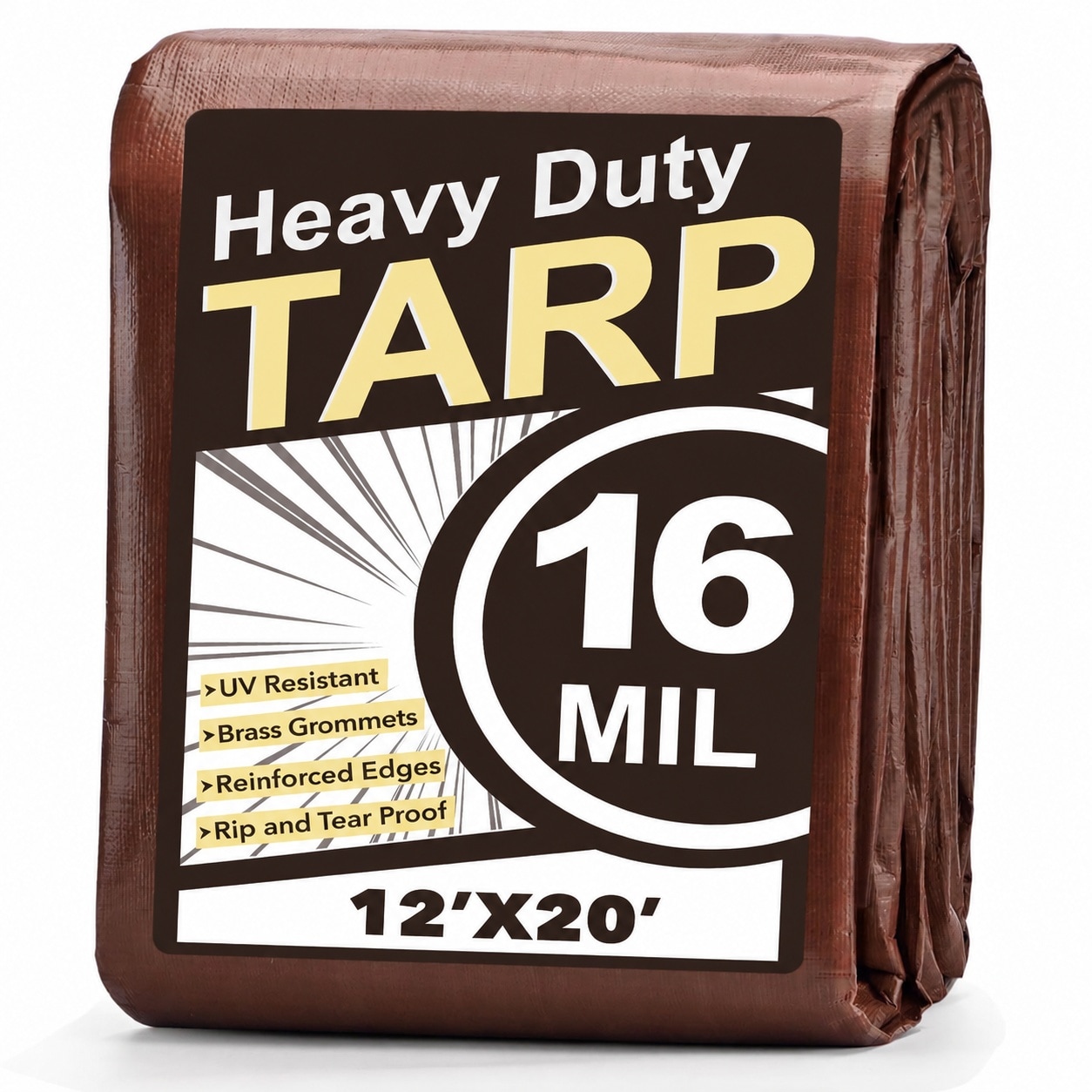 Phyfalip  Heavy Duty Waterproof Tarp 12x20 Feet 16 Mil Extra Thick UV Blocking Tear and Fade Resistant Outdoor Cover Reinforced Grommets for Roof