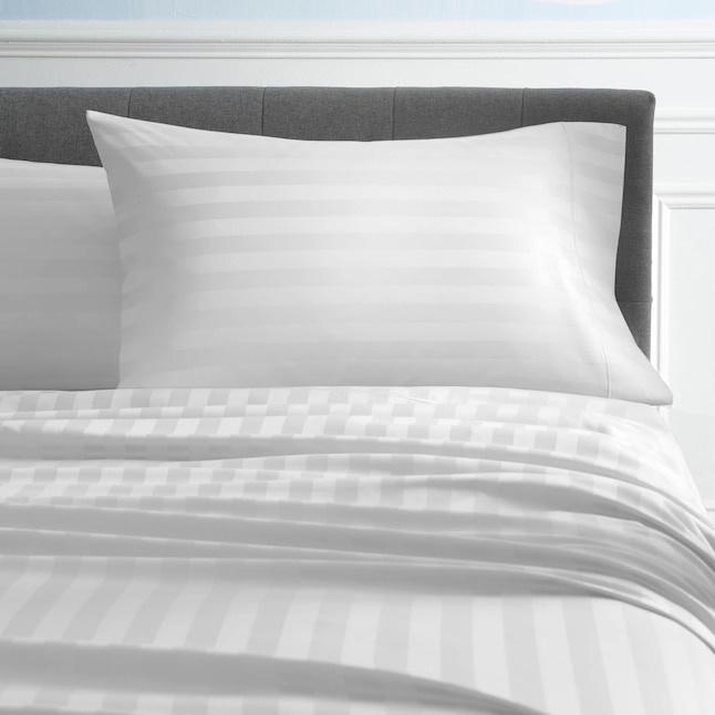 allen + roth 600 tc Queen Cotton sheet Set Queen 600-Thread-Count Egyptian Cotton White the Bed Sheets department at Lowes.com