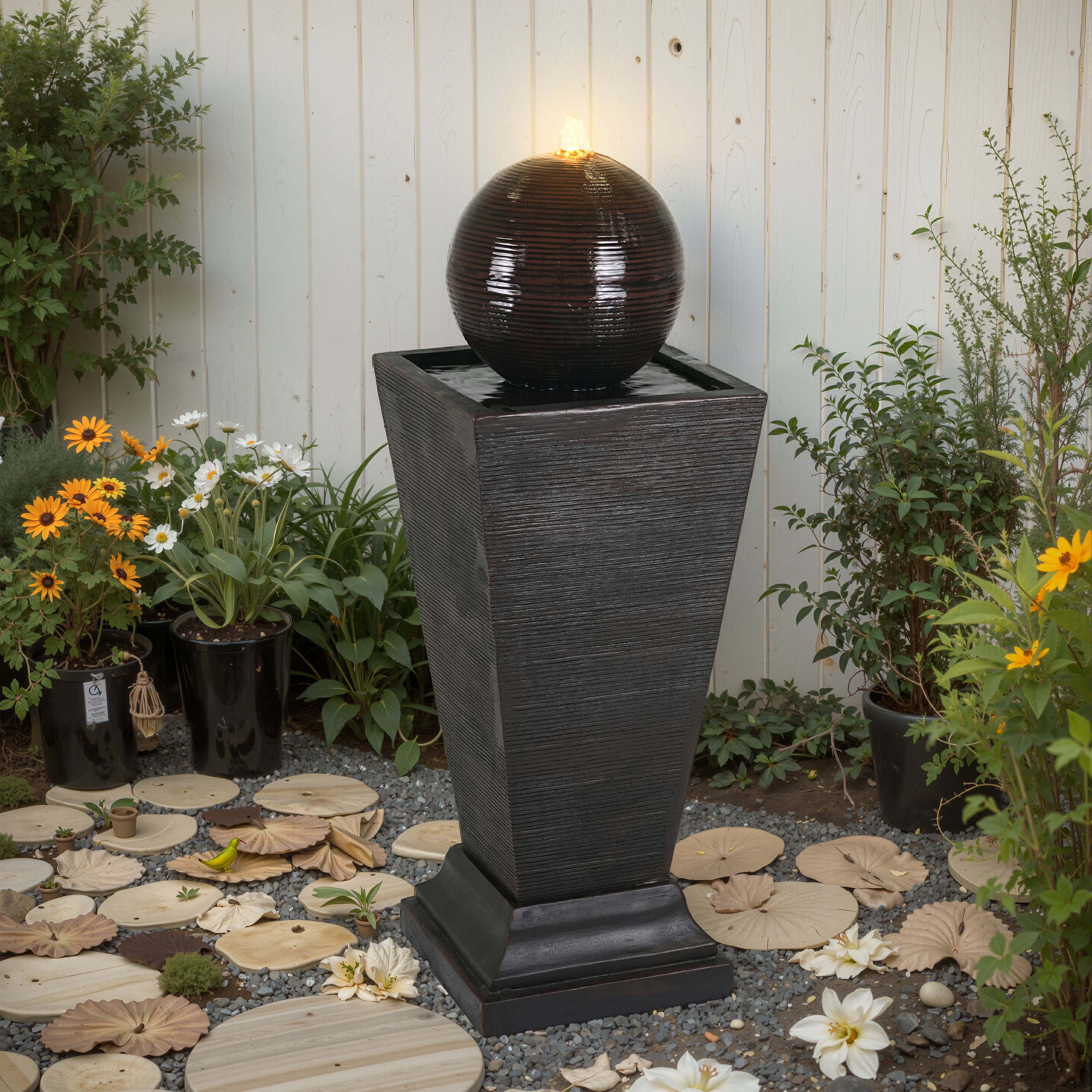Rbied 35.6-in H Cement Electric Powered Outdoor Fountain Statue