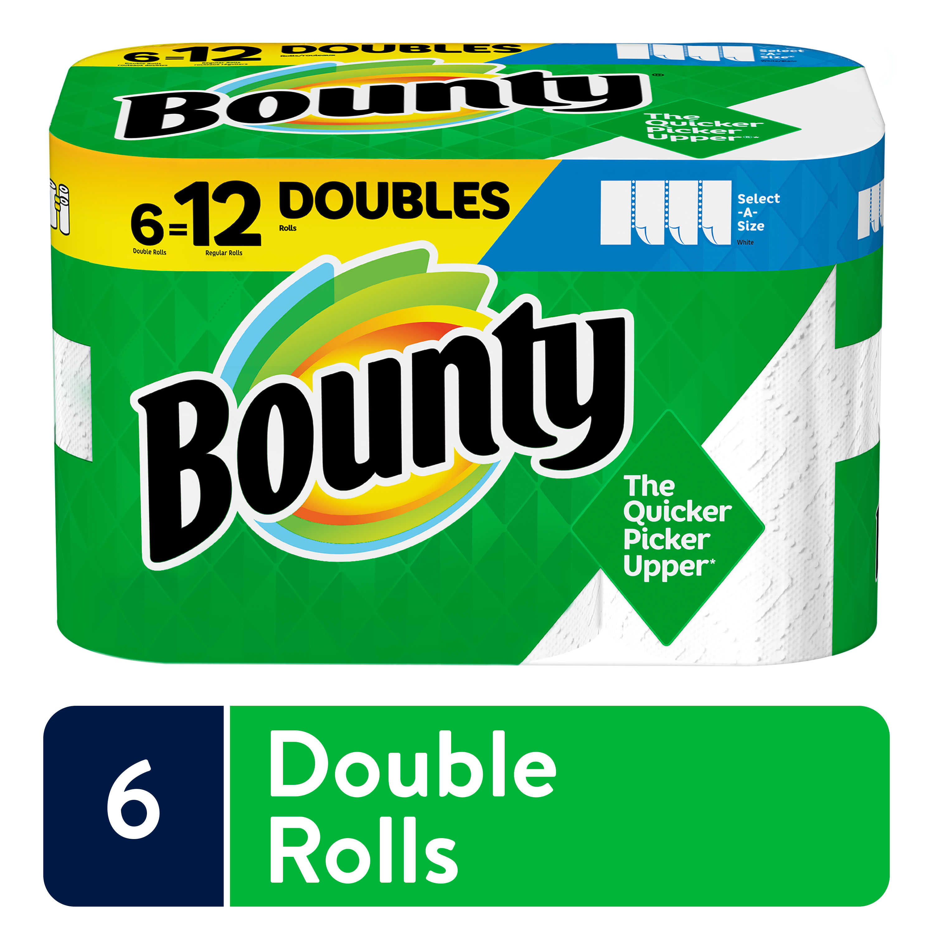 Bounty Select-A-Size Paper Towels, White, Big Rolls, 6 Count of 74 Sheets  Per Roll, 6 Count (Pack of 1)