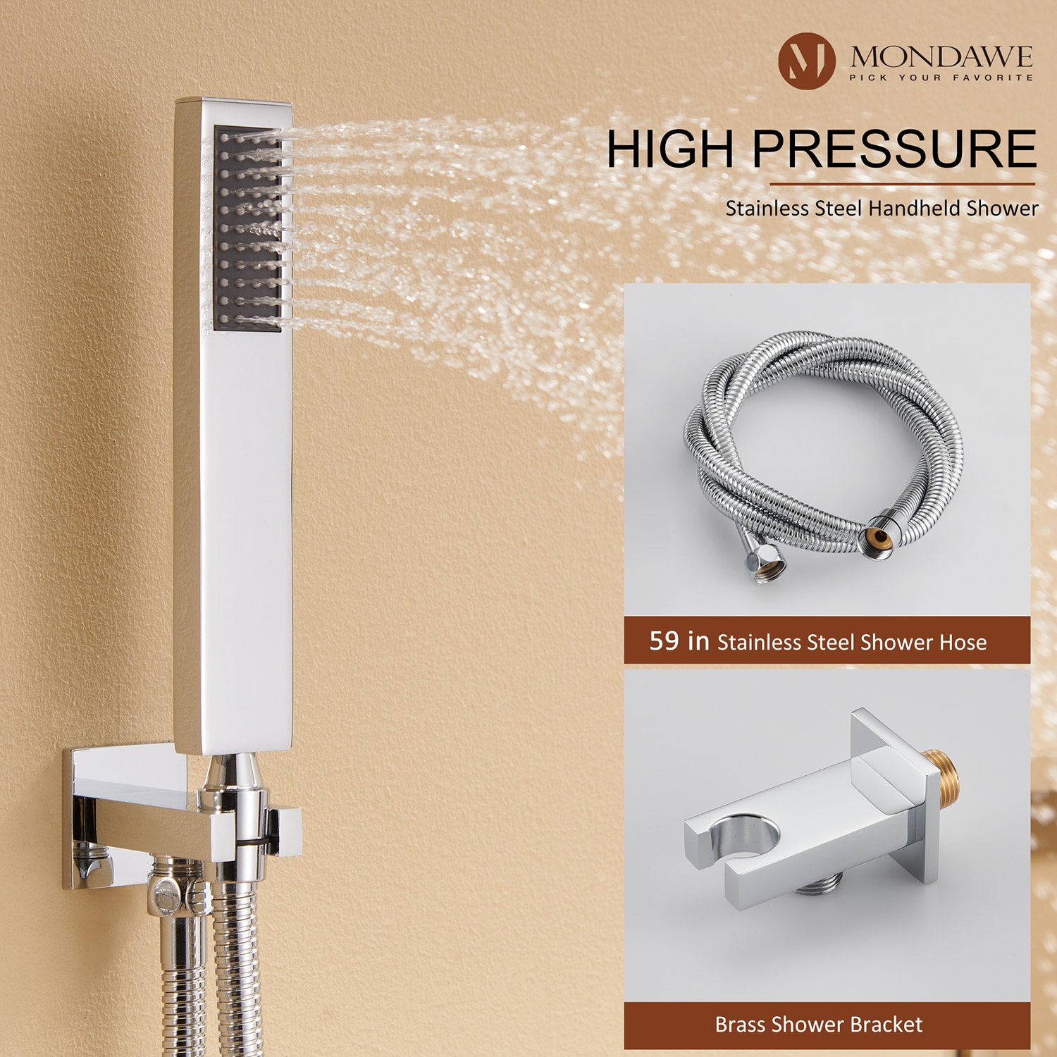 Mondawe WF6001-12CH Showerhead-Bar-Panels - View #7