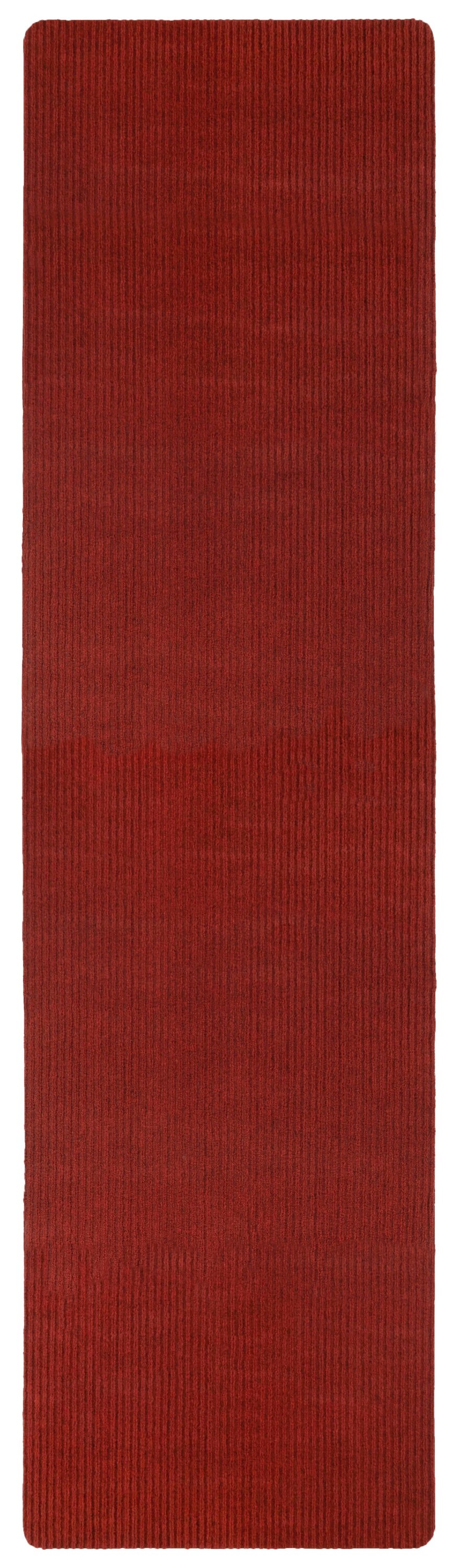 Ottomanson Lifesaver Collection Red 2 ft. 7 in x 9 ft. 10 in. Utility Ribbed Indoor/Outdoor Runner Rug