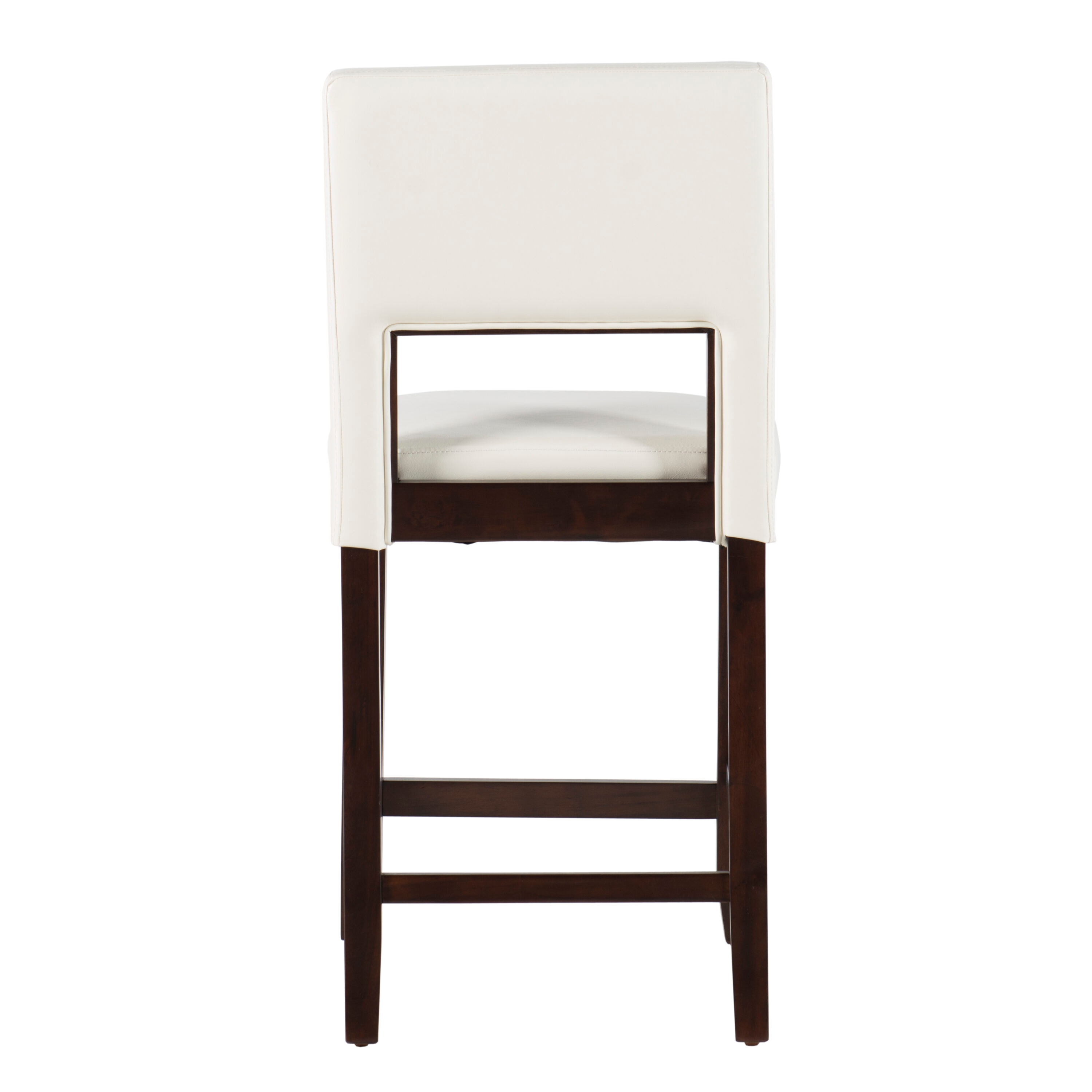 Elegant Vega 24" Espresso Finish Counter Stool with White Faux Leather