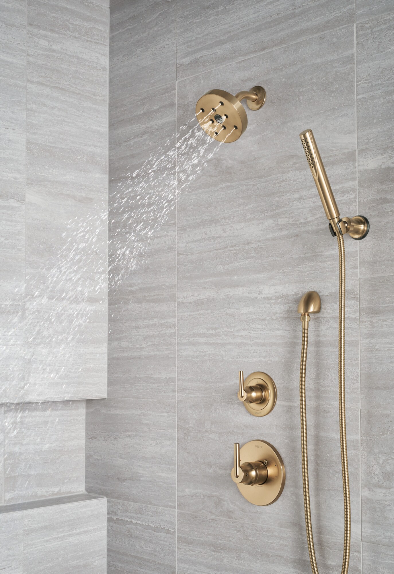 Champagne Bronze Adjustable Handheld Rain Shower with Filter