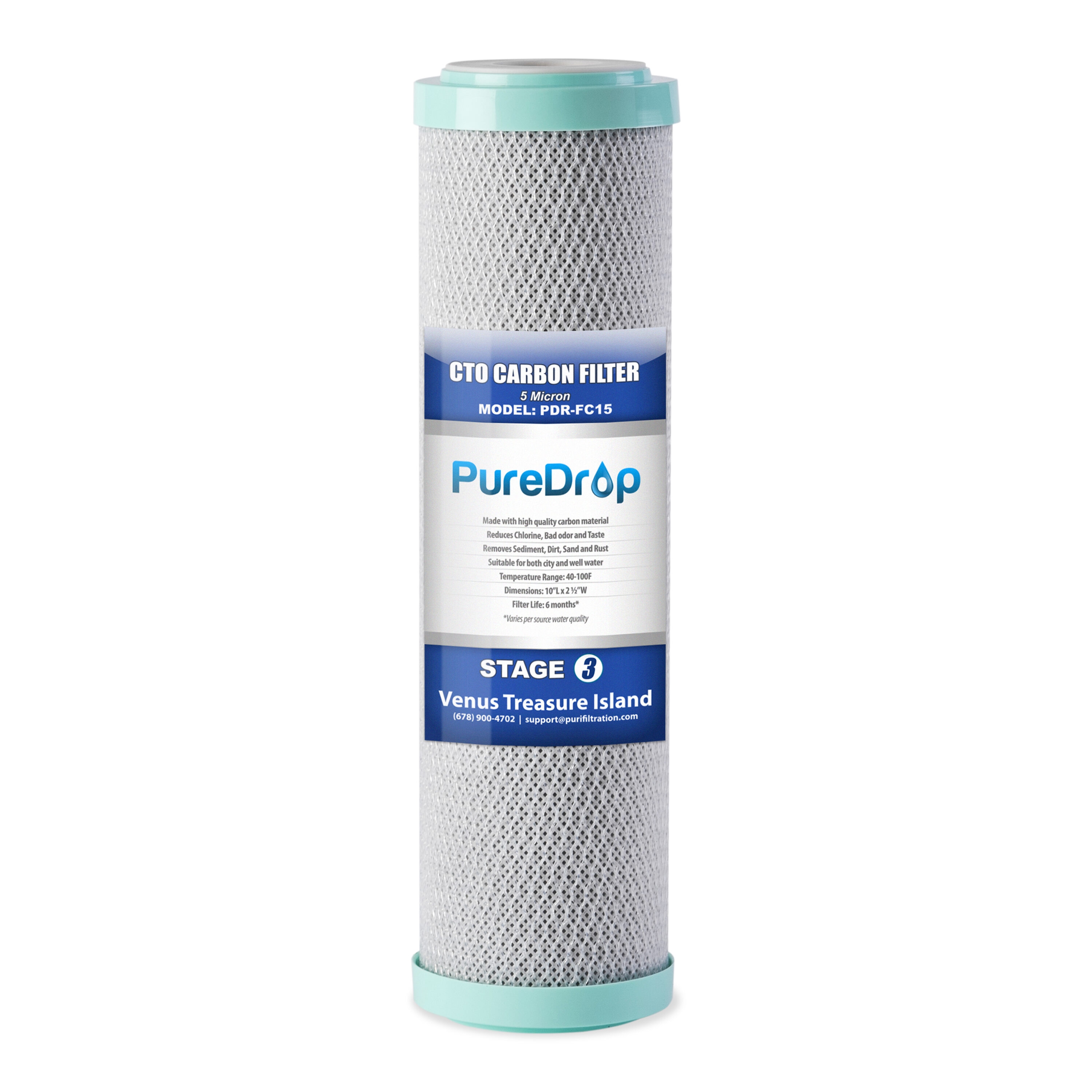 PureDrop PDR-FC15 PDR-FC15 Carbon block Under sink Replacement Filter