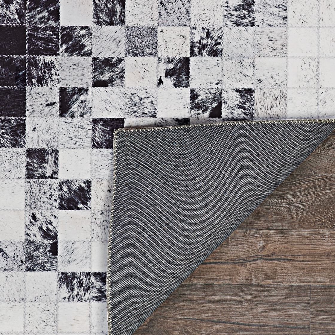 Coal Gray Geometric Faux Cowhide Area Rug 3'9" x 5'5"