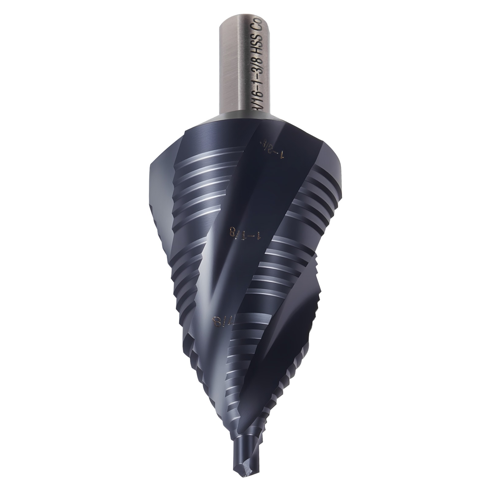 VEVOR Step Drill Bit 3/16 to 1-3/8 inch 3/8 inch Triangular Shank TiAlN Coating Cobalt High Speed Steel Four Spiral Flute Step Bit for Metal Stainless Steel Aluminum Wood Plastic Fiberglass #JTZT138INCHLOYO1B0V0