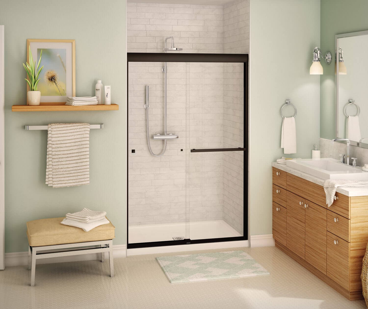MAAX 135671-900-172-000 Aura Dark Bronze 43-in to 47-in W x 71-in H Semi-frameless Clear Glass Sliding Soft Close Shower door