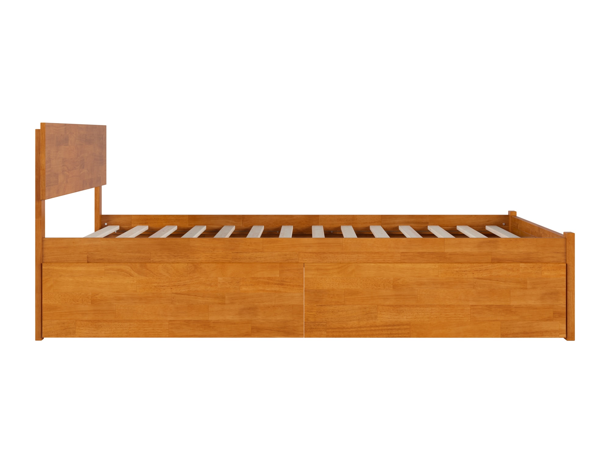 Light Toffee Queen Wood Platform Bed with Storage Drawers