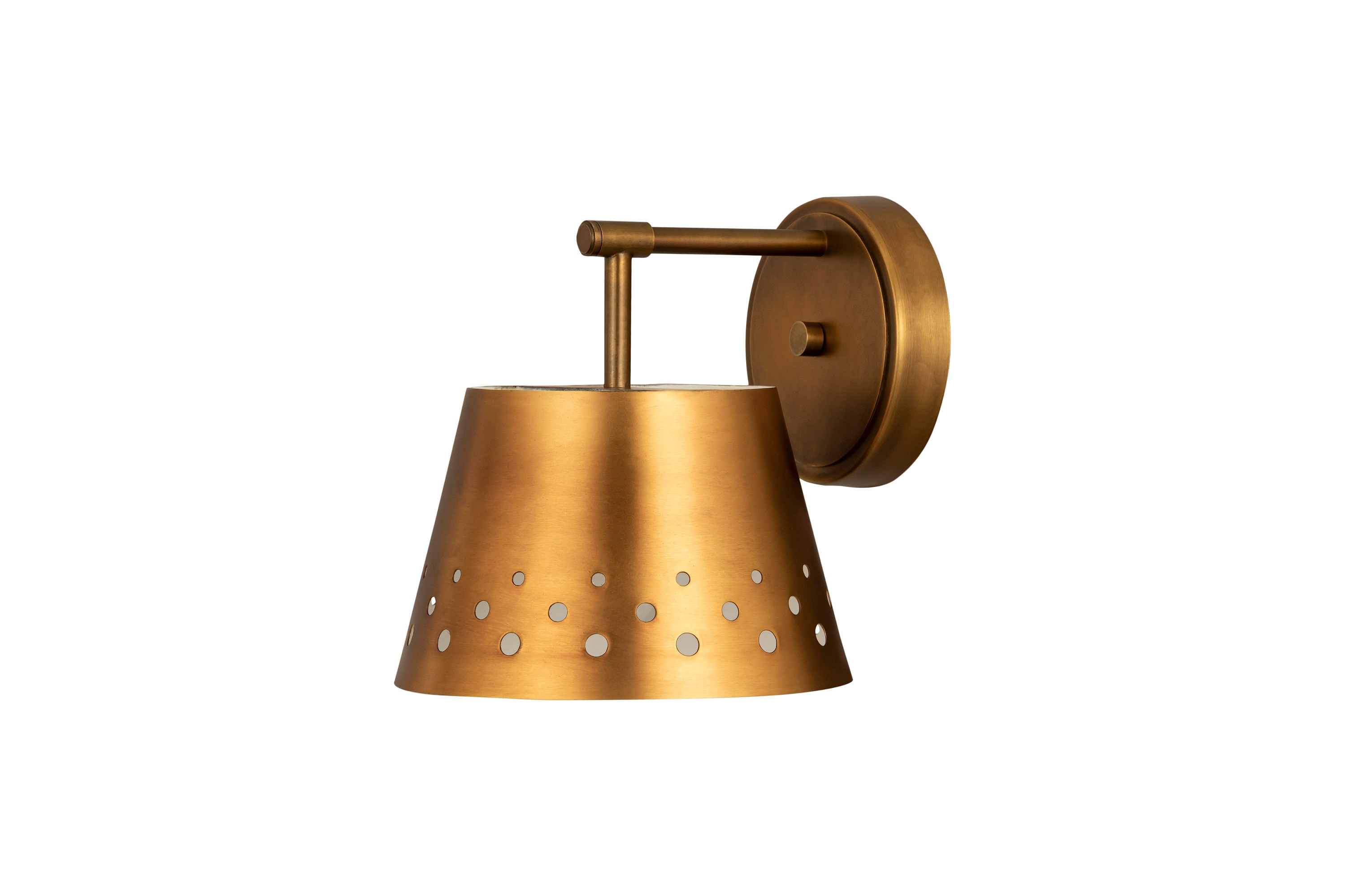 Katie 9" Rubbed Brass Dimmable Wall Sconce with Conical Shade