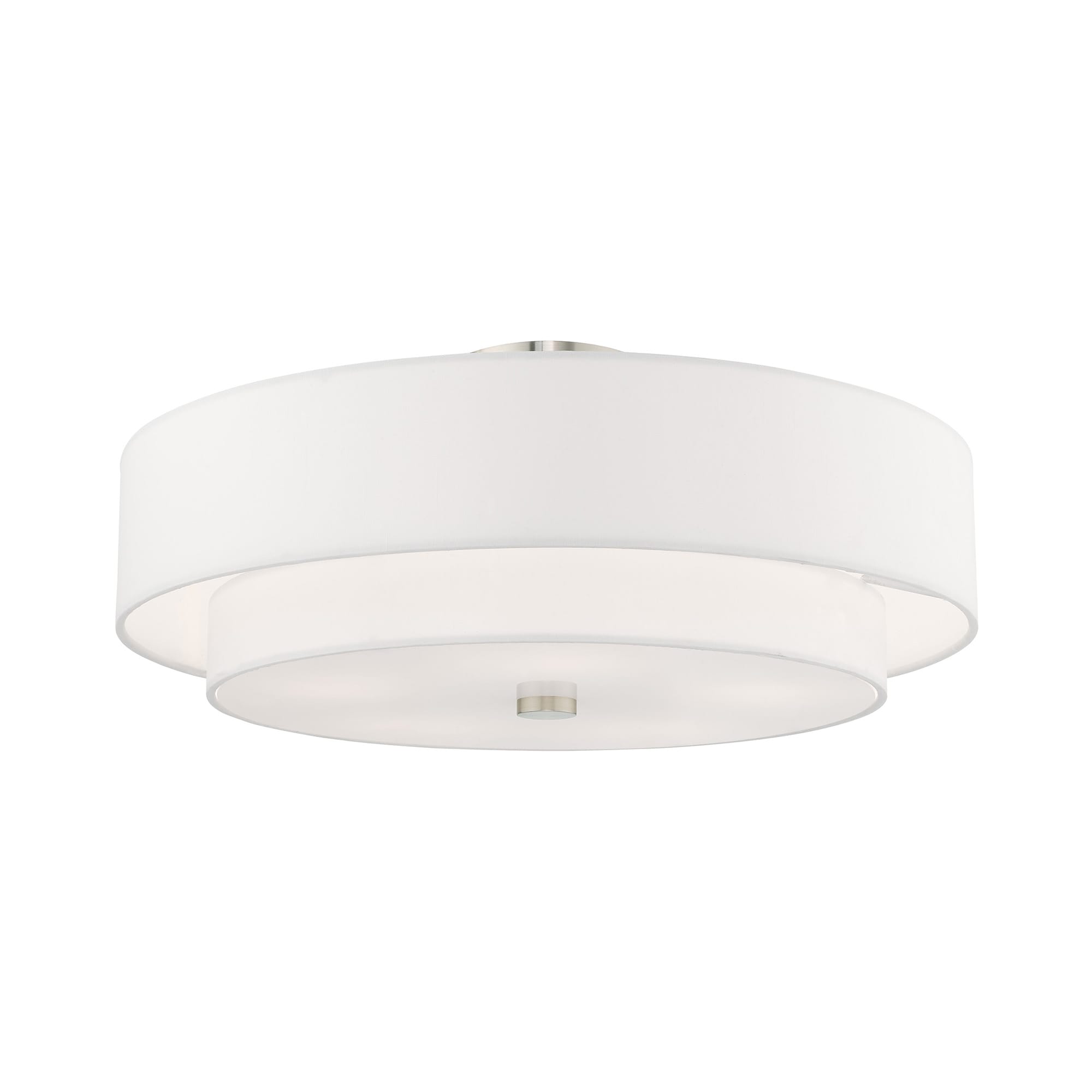 Meridian Brushed Nickel 5-Light Indoor Drum Flush Mount with Off-White Shade