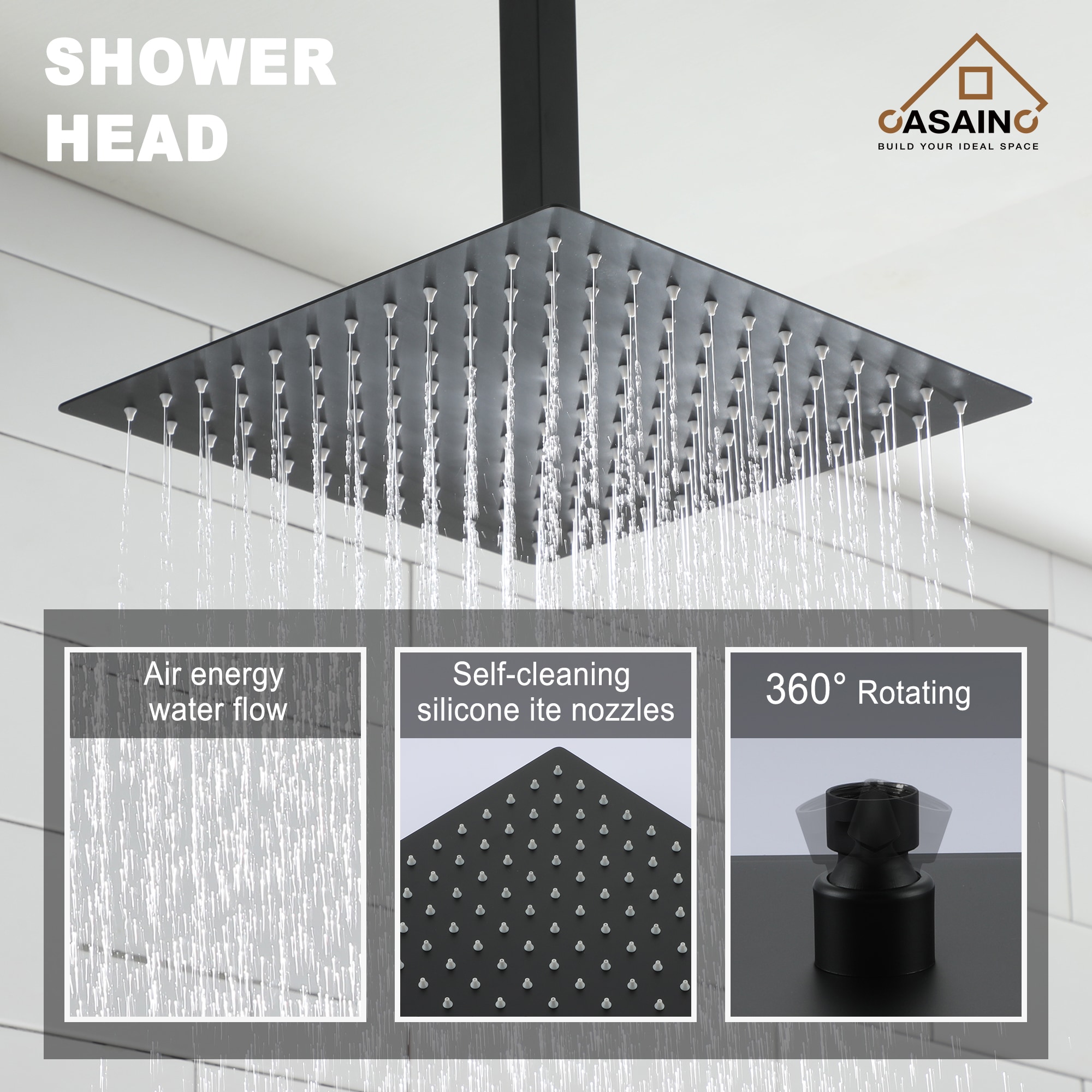 CASAINC OY-98B1202-MB Showerhead-Bar-Panels - View #6