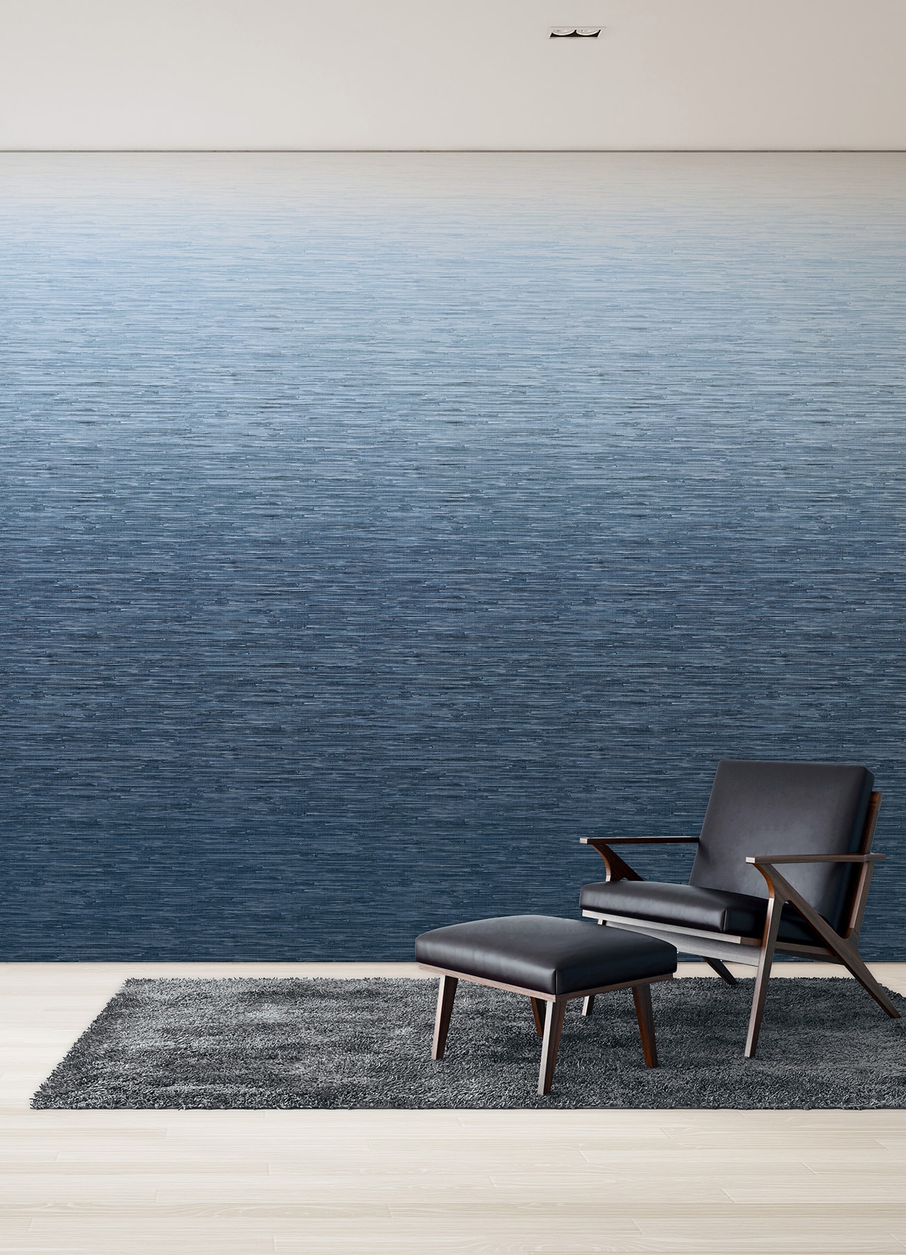 Blue Grasscloth Textured Ombre Wall Mural, 2-Piece Set