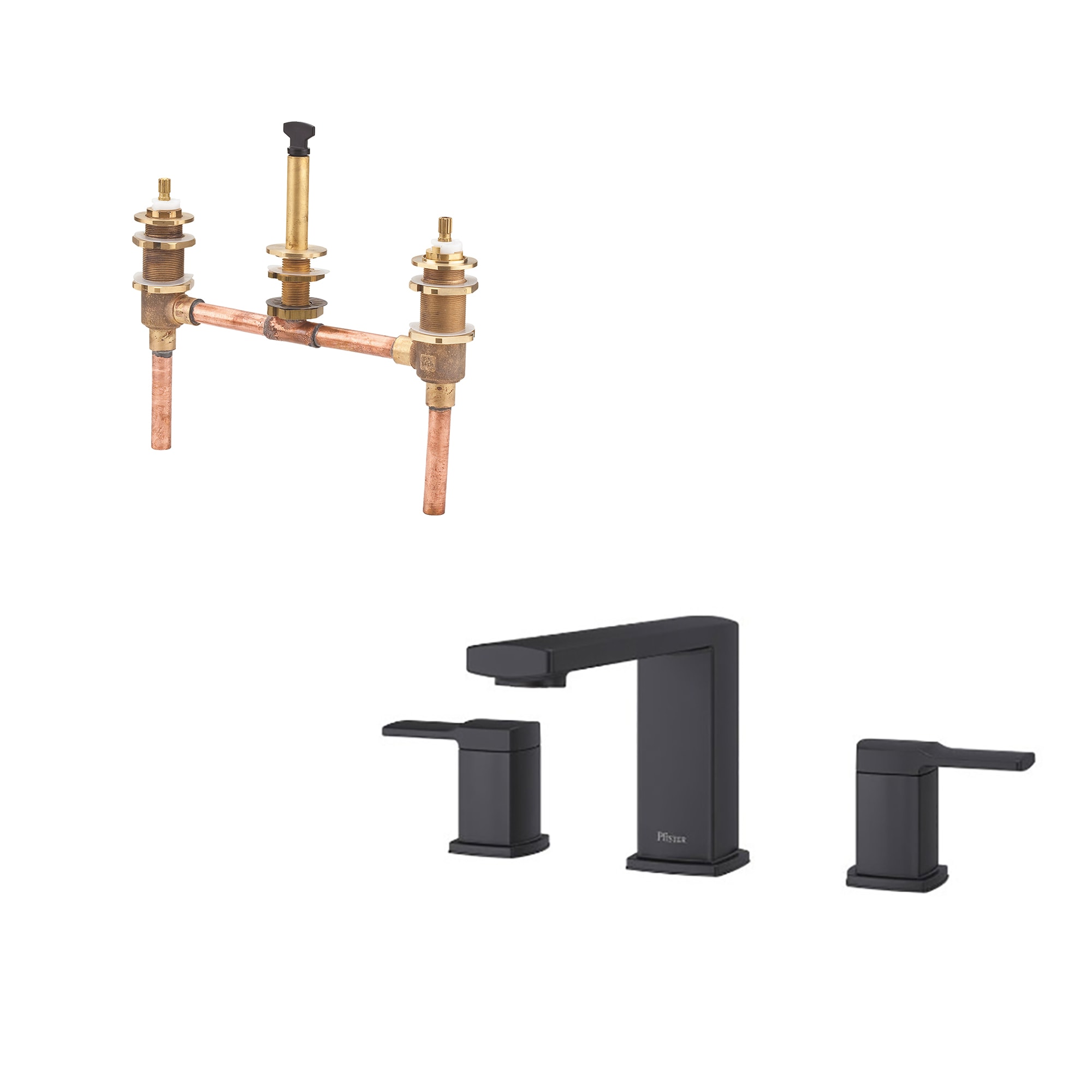 Pfister RT6-5DAB-0X6-050R-L Deckard Matte Black 2-handle Deck-mount Roman Low-arc Bathtub Faucet ( Valve Included )