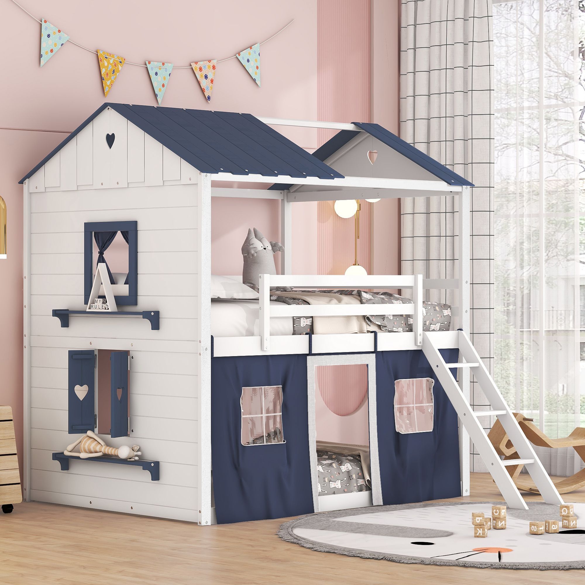 Yiekholo LL-1816AAC Gray Full loft Bunk Bed