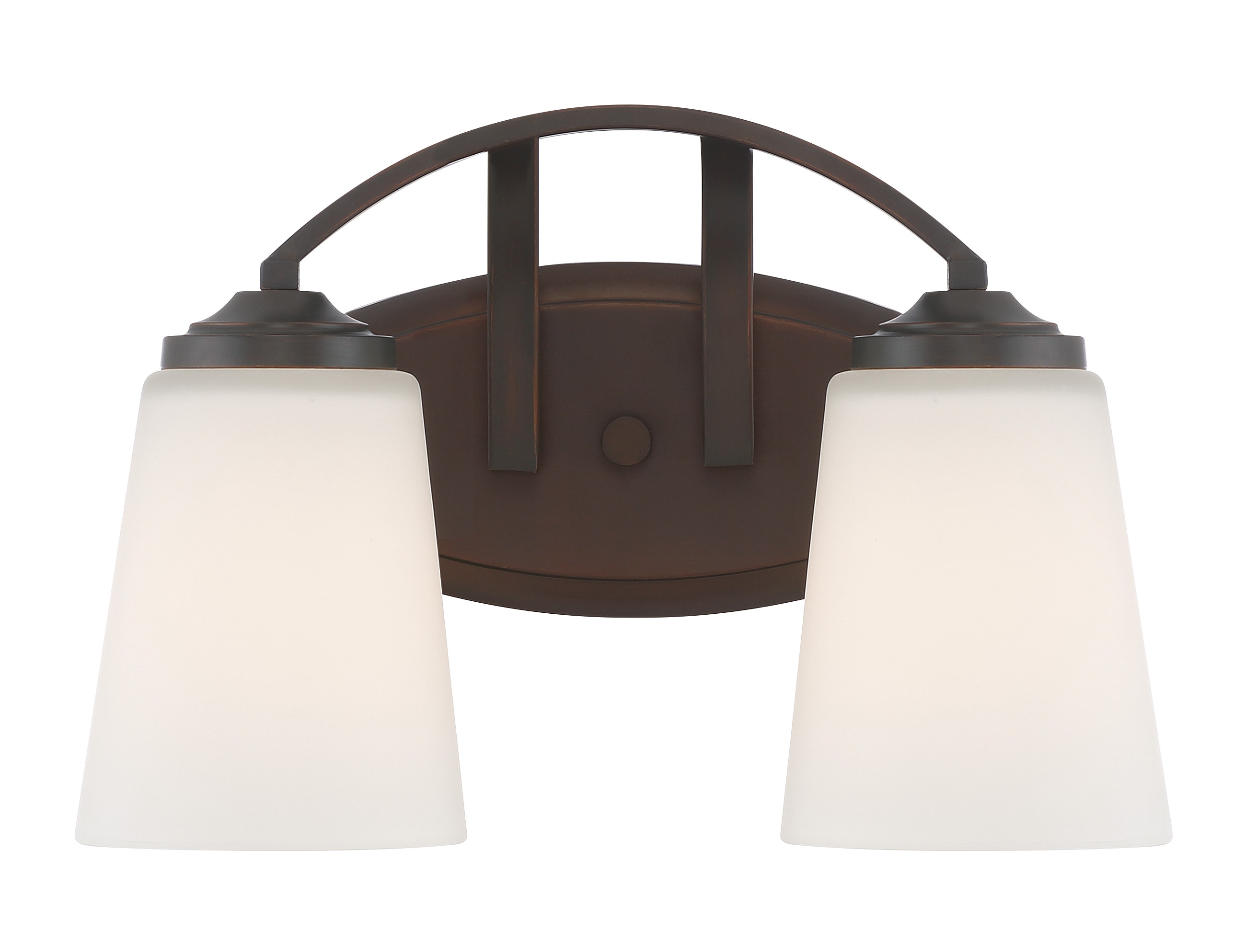 Vintage Bronze 2-Light Vanity with Etched White Glass
