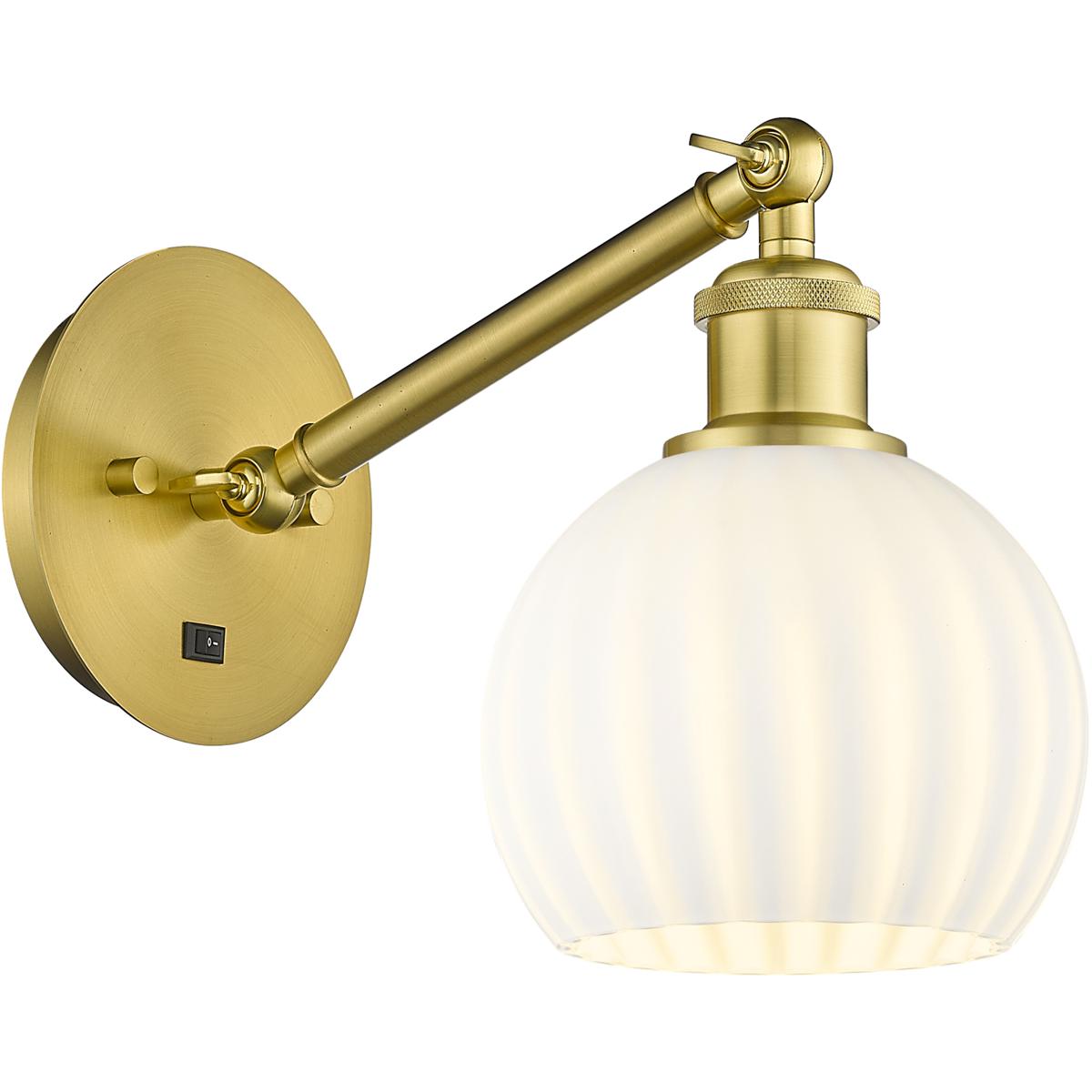 Innovations Lighting -  317-1W-SG-G1217-6WV Ballston White Venetian Wall Sconce Satin Gold
