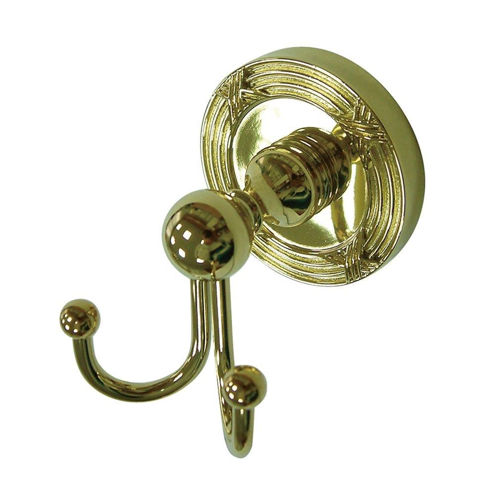 Elements of Design EBA9317PB Georgian Polished Brass Double-Hook Wall Mount Towel Hook
