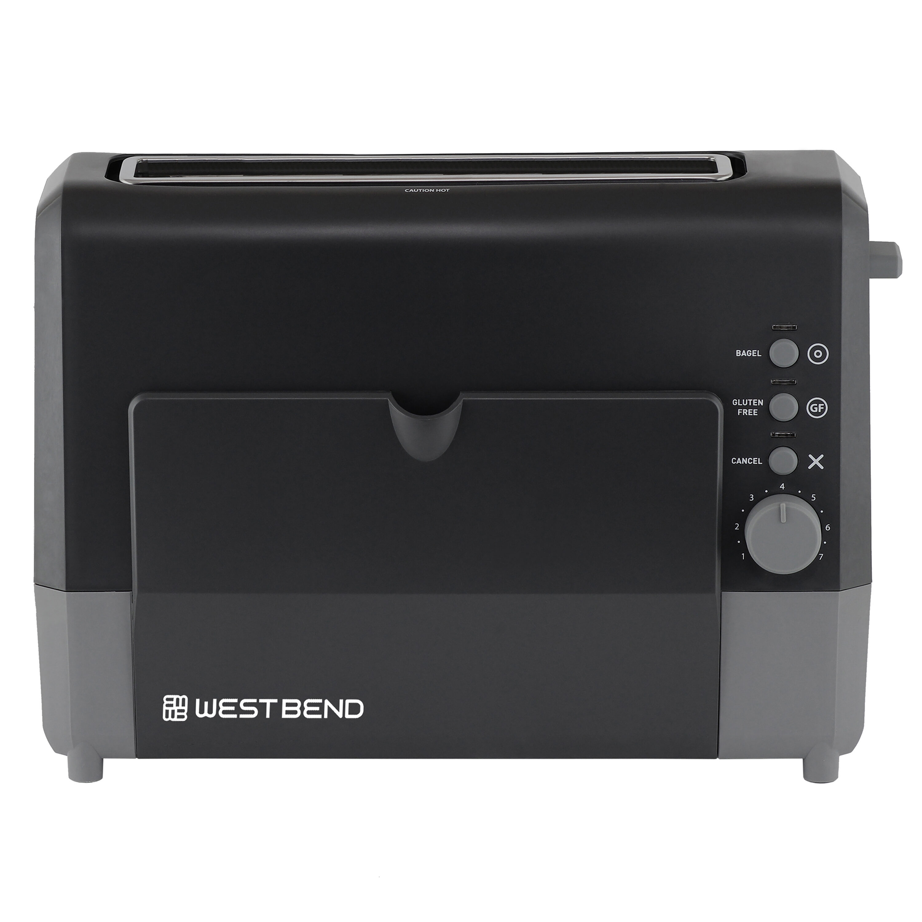 Black Stainless Steel 2-Slice Toaster with Wide Slot and Crumb Tray