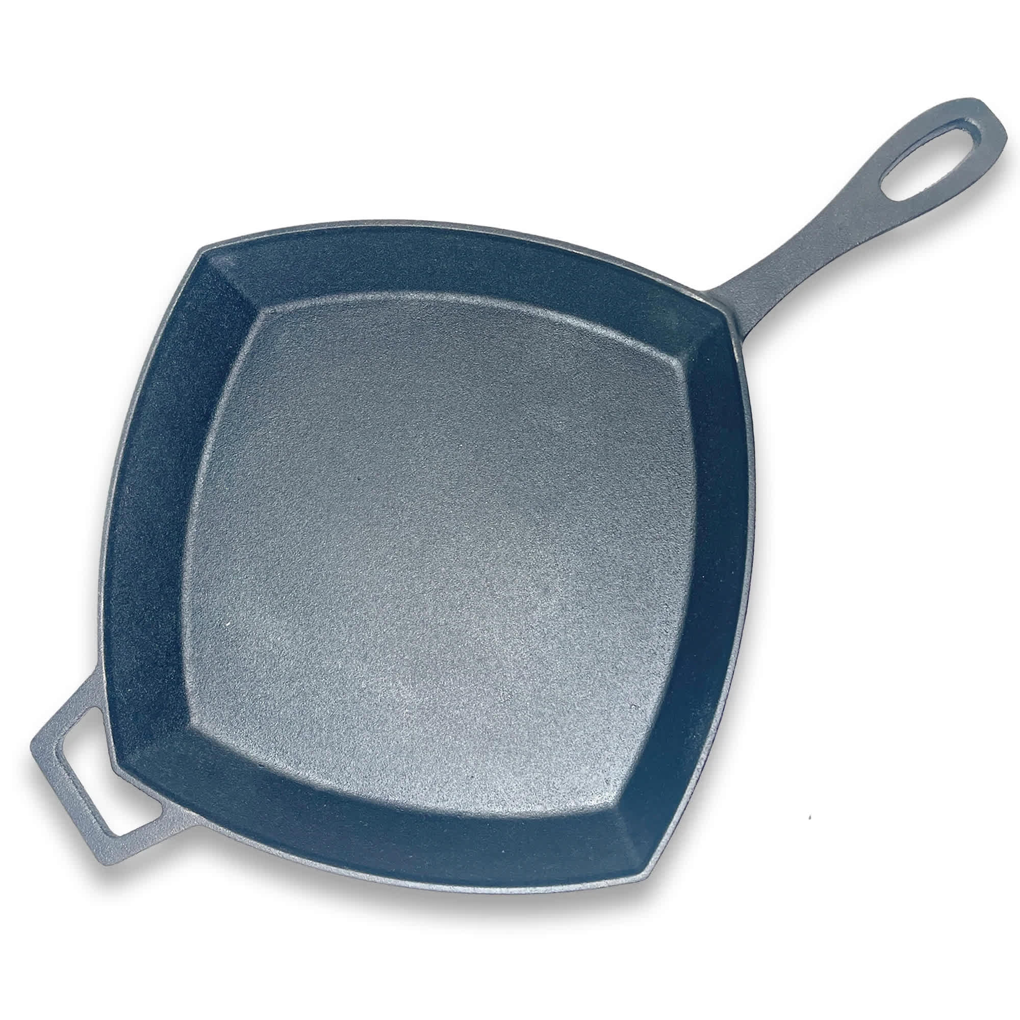 Bayou Classic 320465 12 Inch Square Cast Iron Skillet Cookware Pan with Helper Handle and Pour Spouts for Home Kitchen Cooking Black