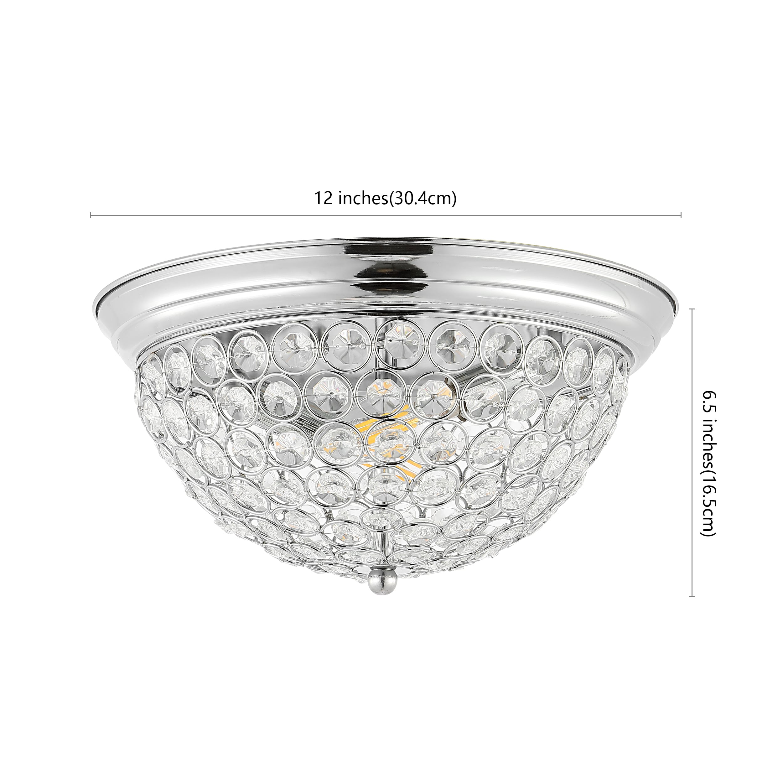 12" Clear Crystal and Chrome LED Flush Mount Light