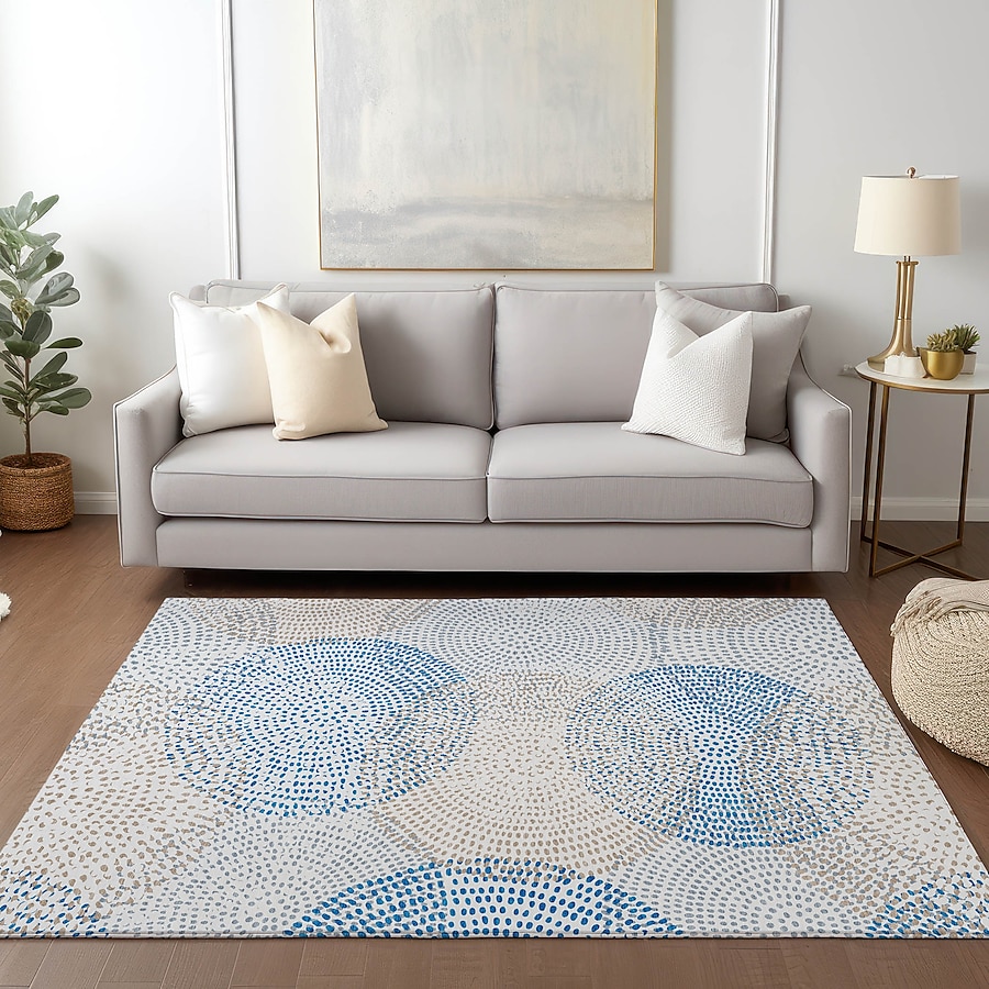 5' X 7' Ivory Or Grey Geometric Pattern Uv Treated Indoor Outdoor Area Rug 5' X 7' Ivory Or Grey Geometric Pattern Uv Treated Indoor Outdoor Area Rug