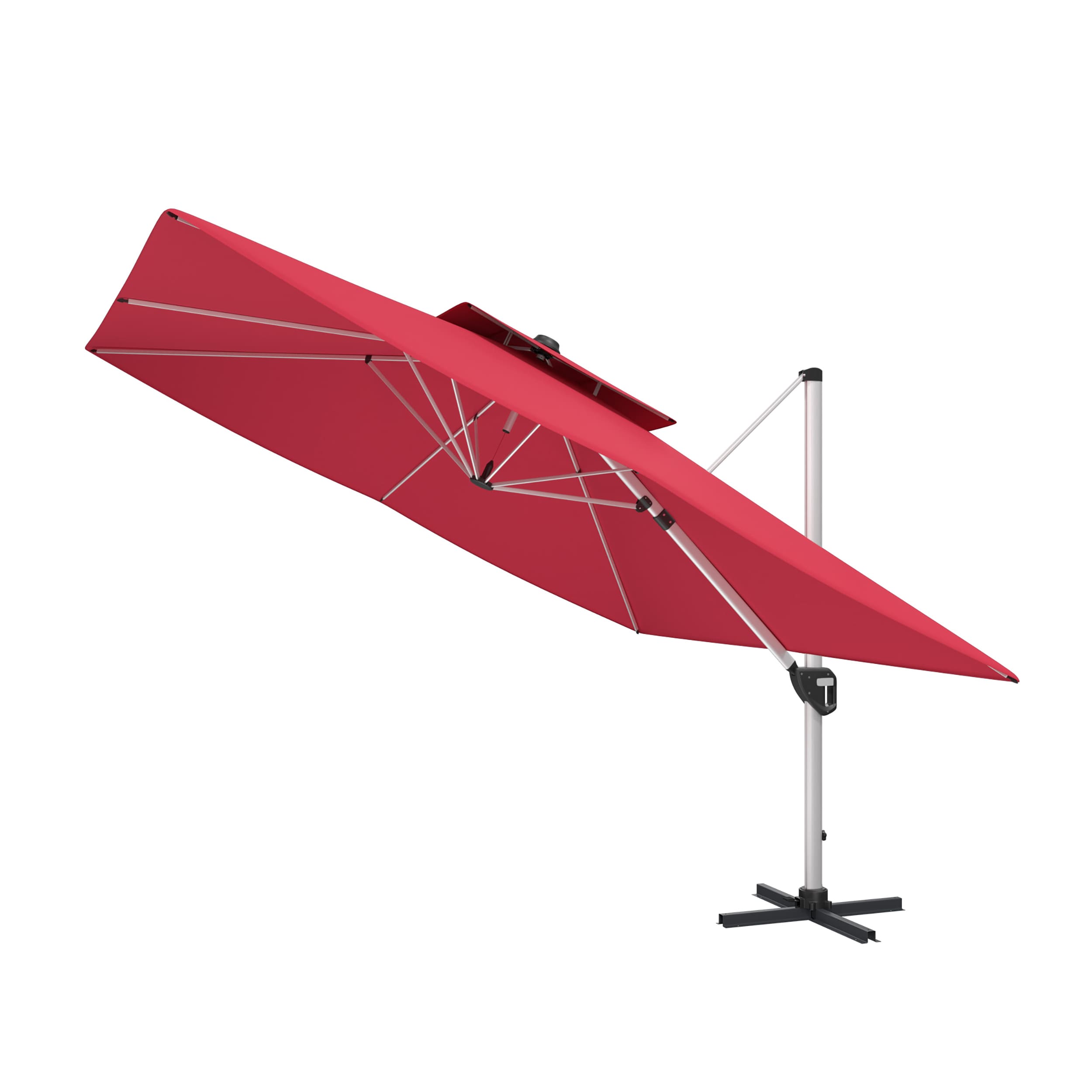 11-ft Aluminum Square Red No-tilt Cantilever Patio Umbrella | - CASAINC ED-UML1020001