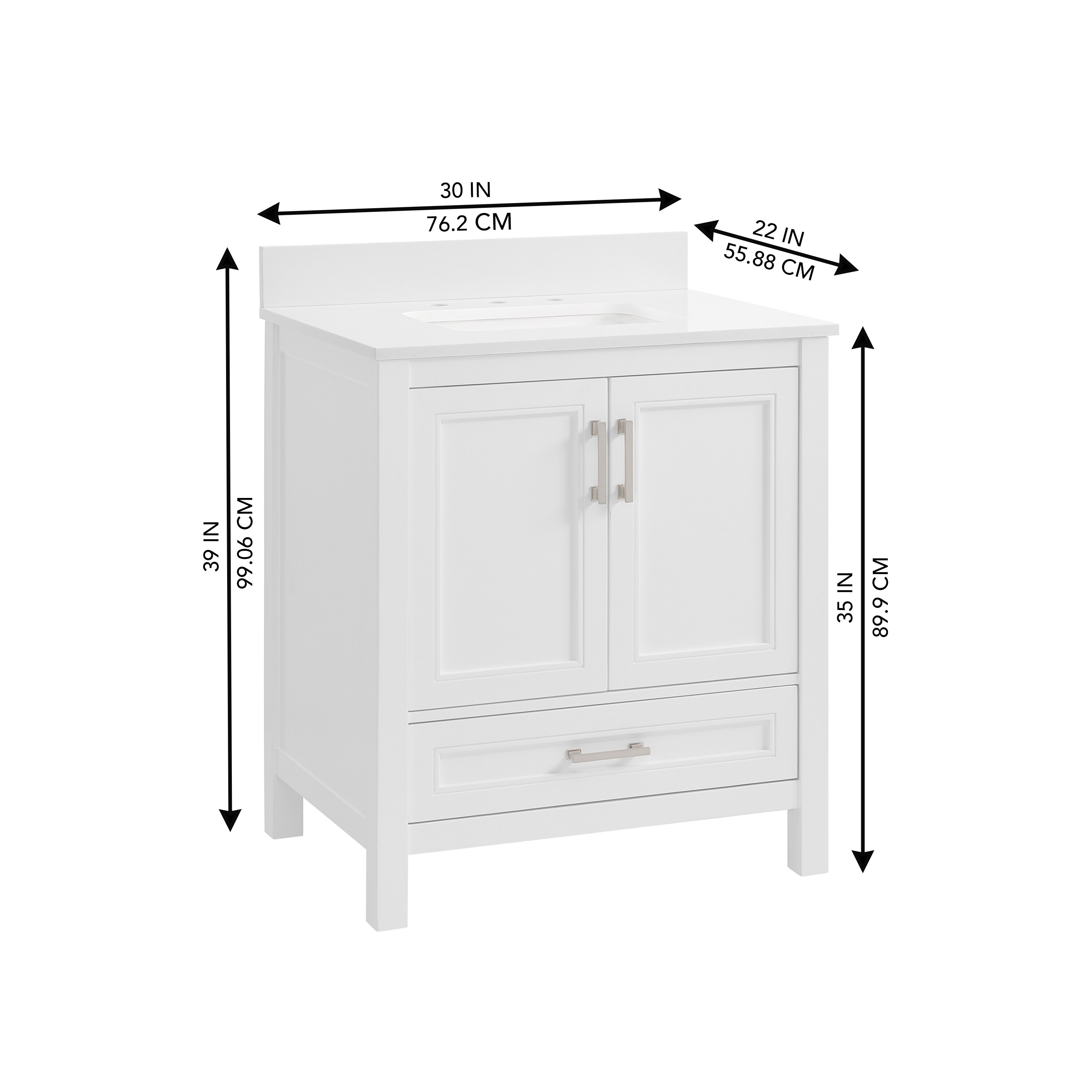 Ronning 30 Bathroom Vanity with Single Sink-Combination Under Counter Sink and Storage Cabinet Vanity Winston Porter Base Finish: White