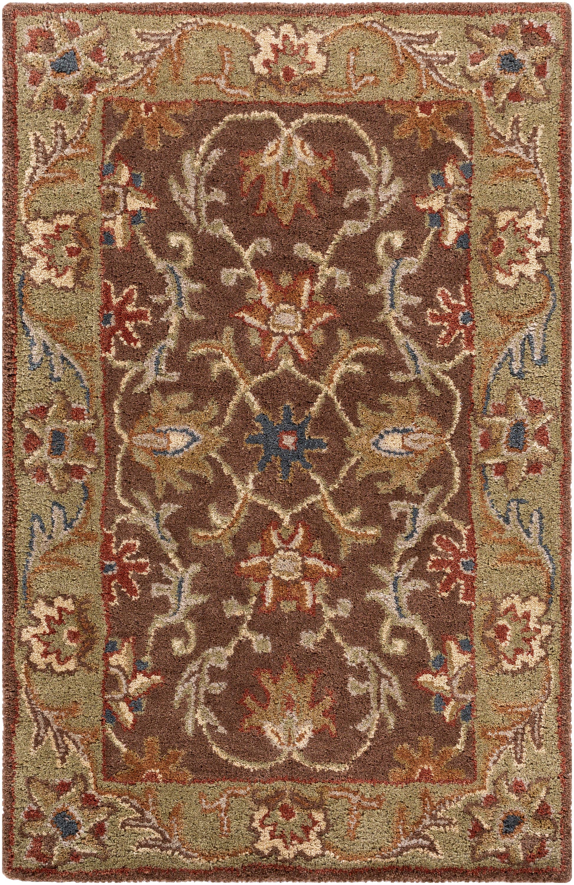 Livabliss CAE1009-23 Caesar 2 x 3 (ft) Tufted Wool Brown Rectangular Indoor Border Oriental Area rug