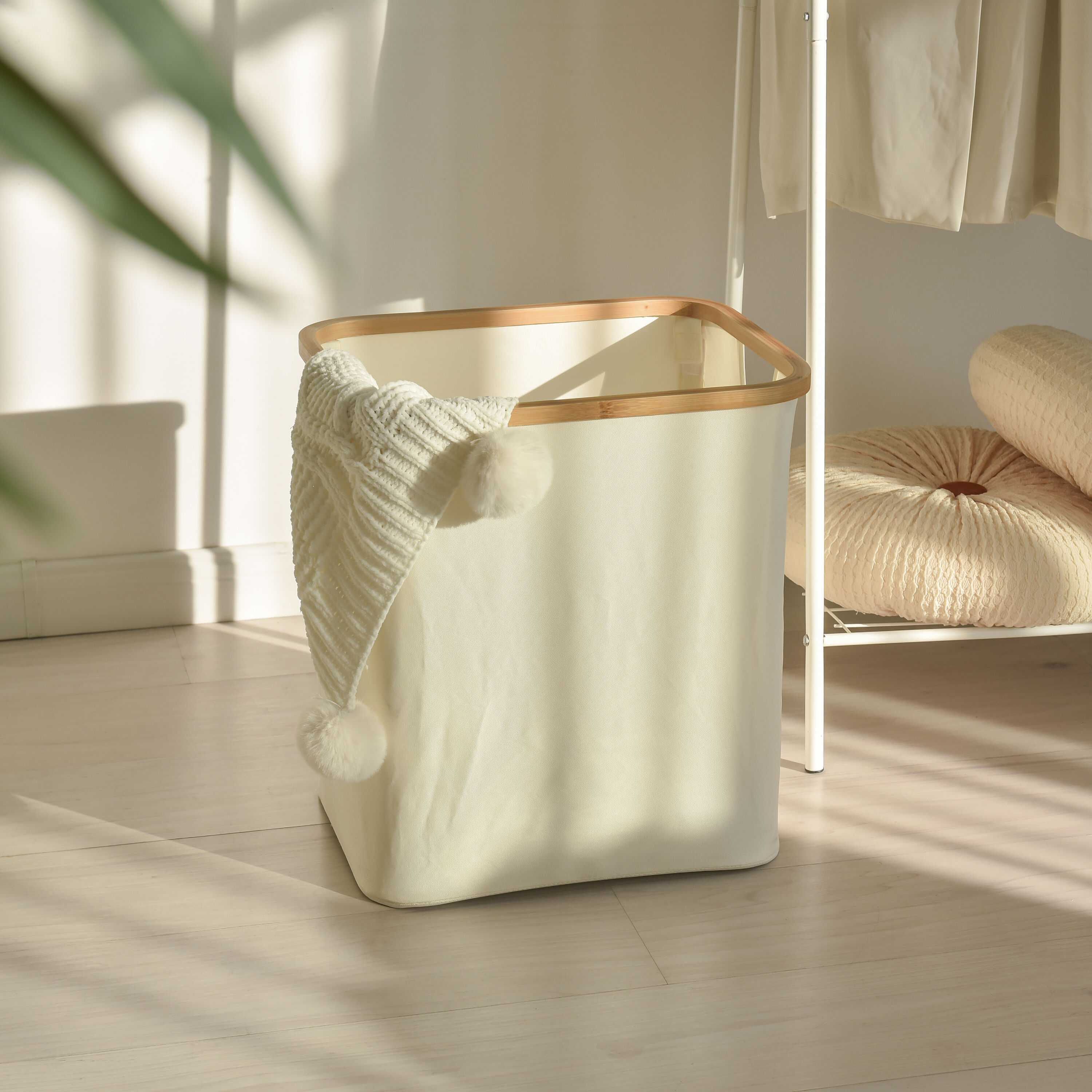 we think storage Off-white Cotton Hamper and Basket Set in the Laundry ...