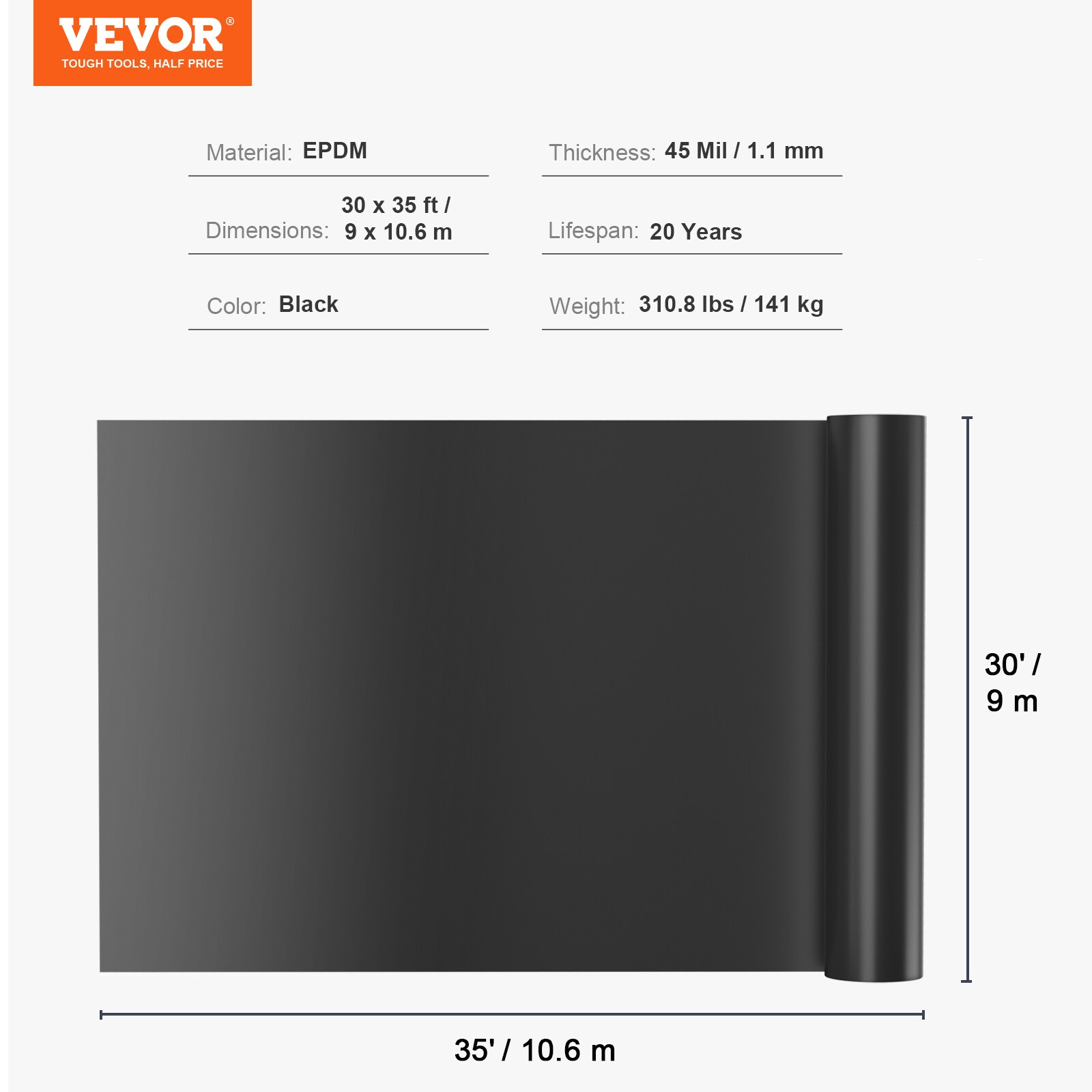 VEVOR CTFSMHSEPDM30KUH1V0 Pond-Liner - View #8