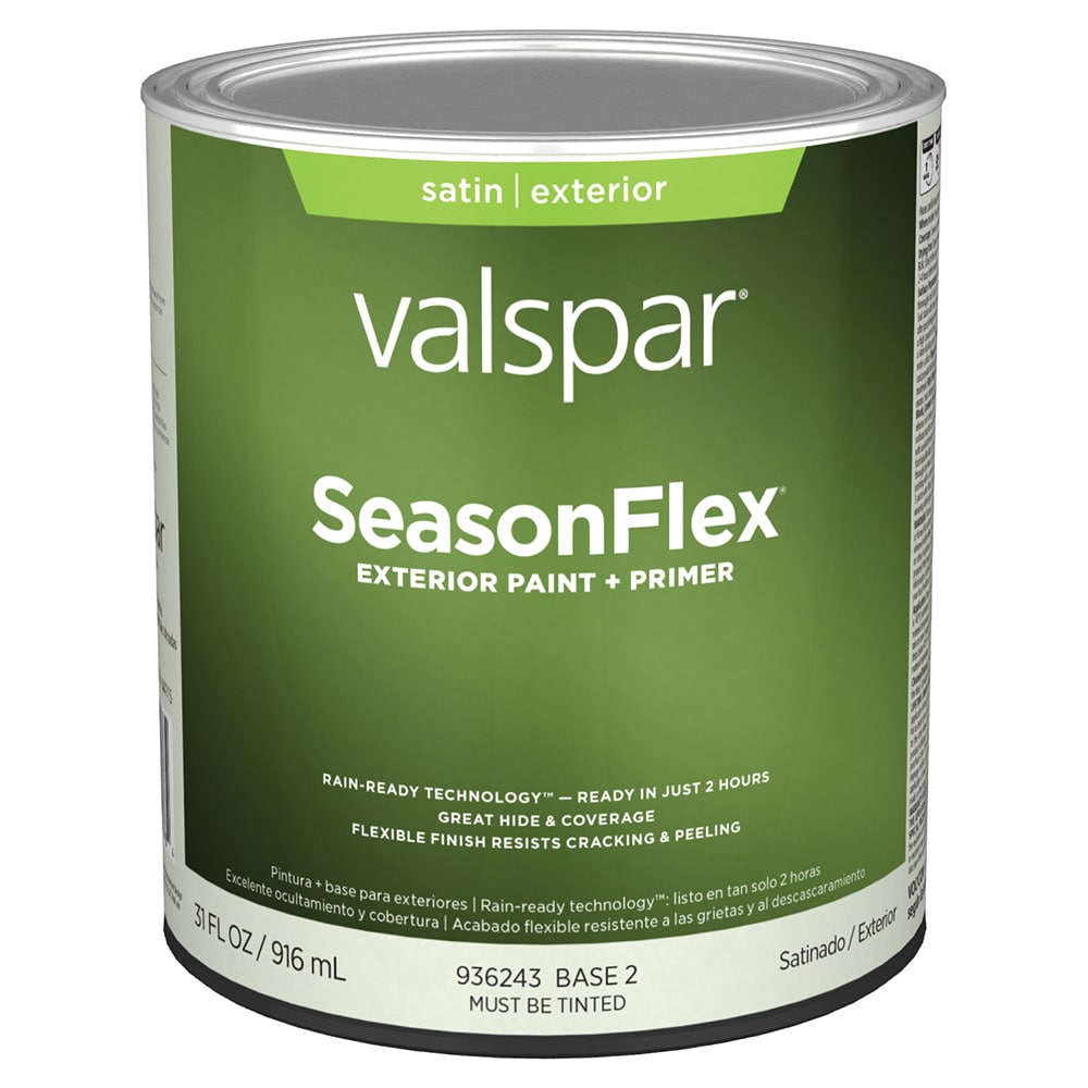 Valspar 007.0936243.005 SeasonFlex Satin Base 2 Tintable Latex Exterior Paint + Primer ( 1-quart )
