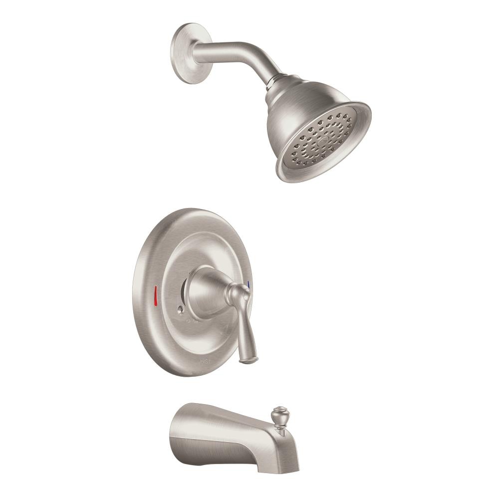 Moen Banbury Brushed Nickel 1 Handle Bathtub And Shower Faucet With Valve In The Shower Faucets