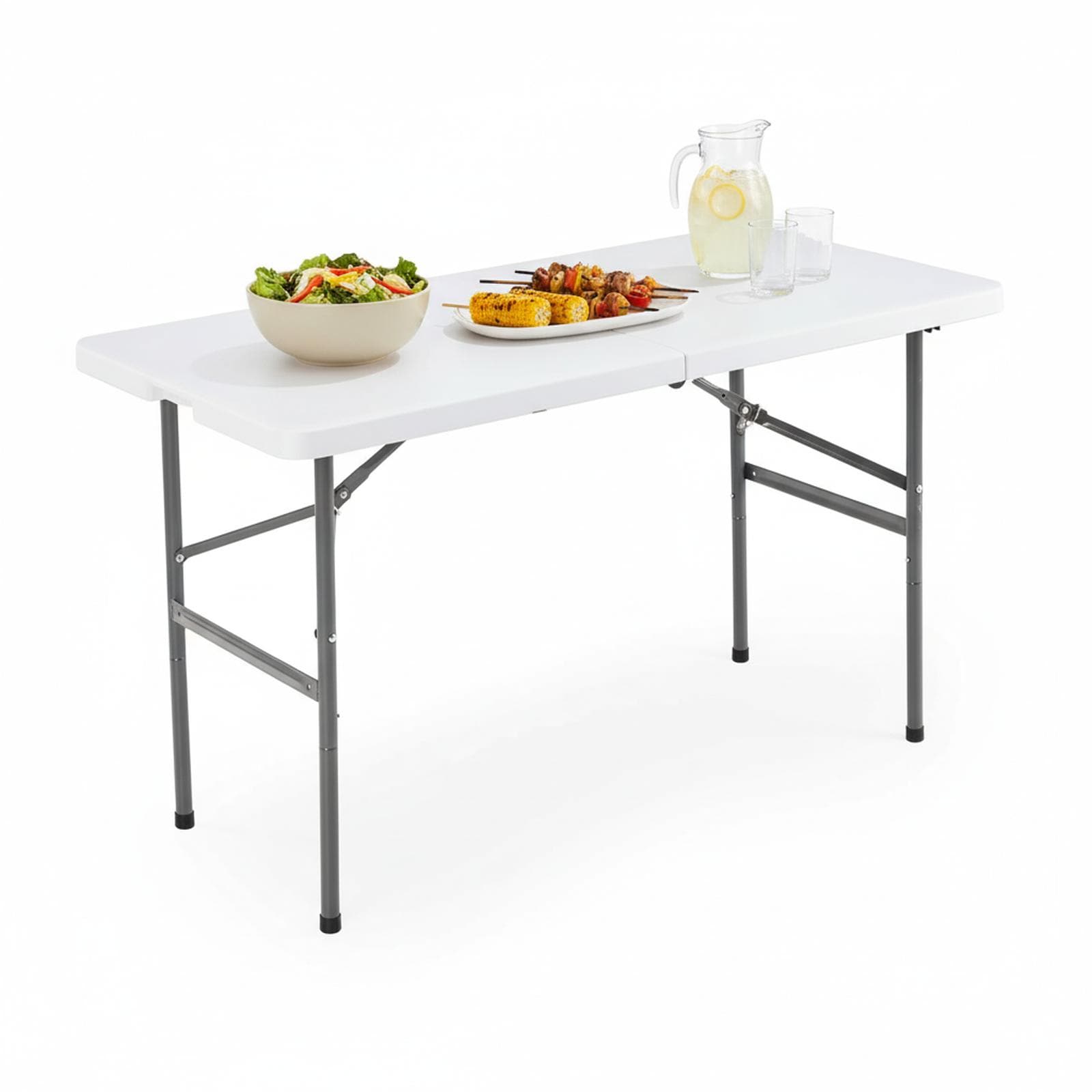Baginizer -  Folding Picnic Table Portable Heavy Duty Plastic Steel Frame with Carry Handle for C...