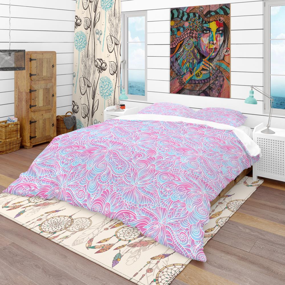 Designart BED18886-Q 3 -Piece Blue Queen Duvet cover Set