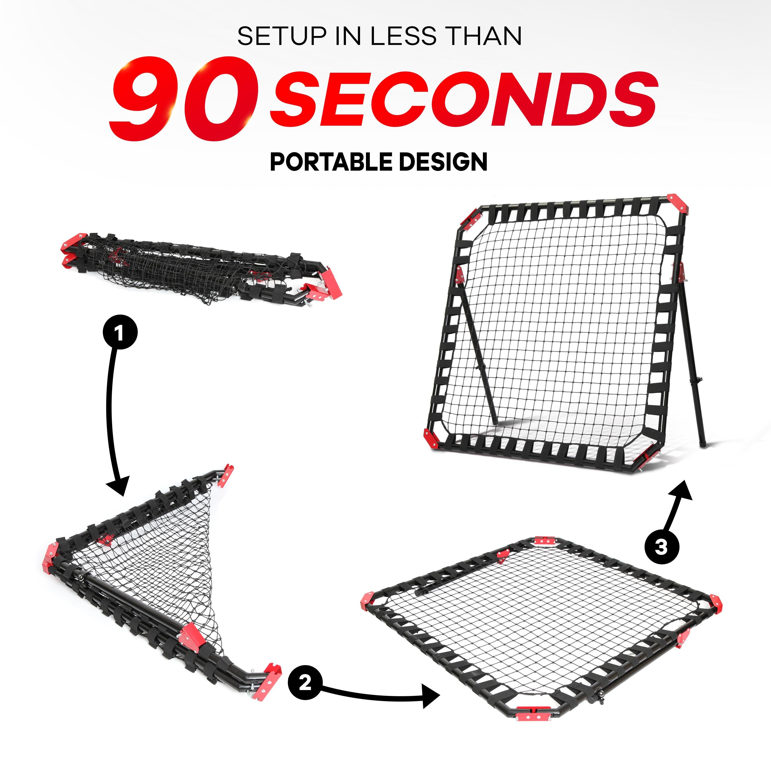 Net Playz Easy Playz Portable Soccer Rebounder, 4 Ft x 4 Ft, Easy Set Up,  Sturdy Metal Tube, with Quick Folding Design, No Assembly Needed! Multi