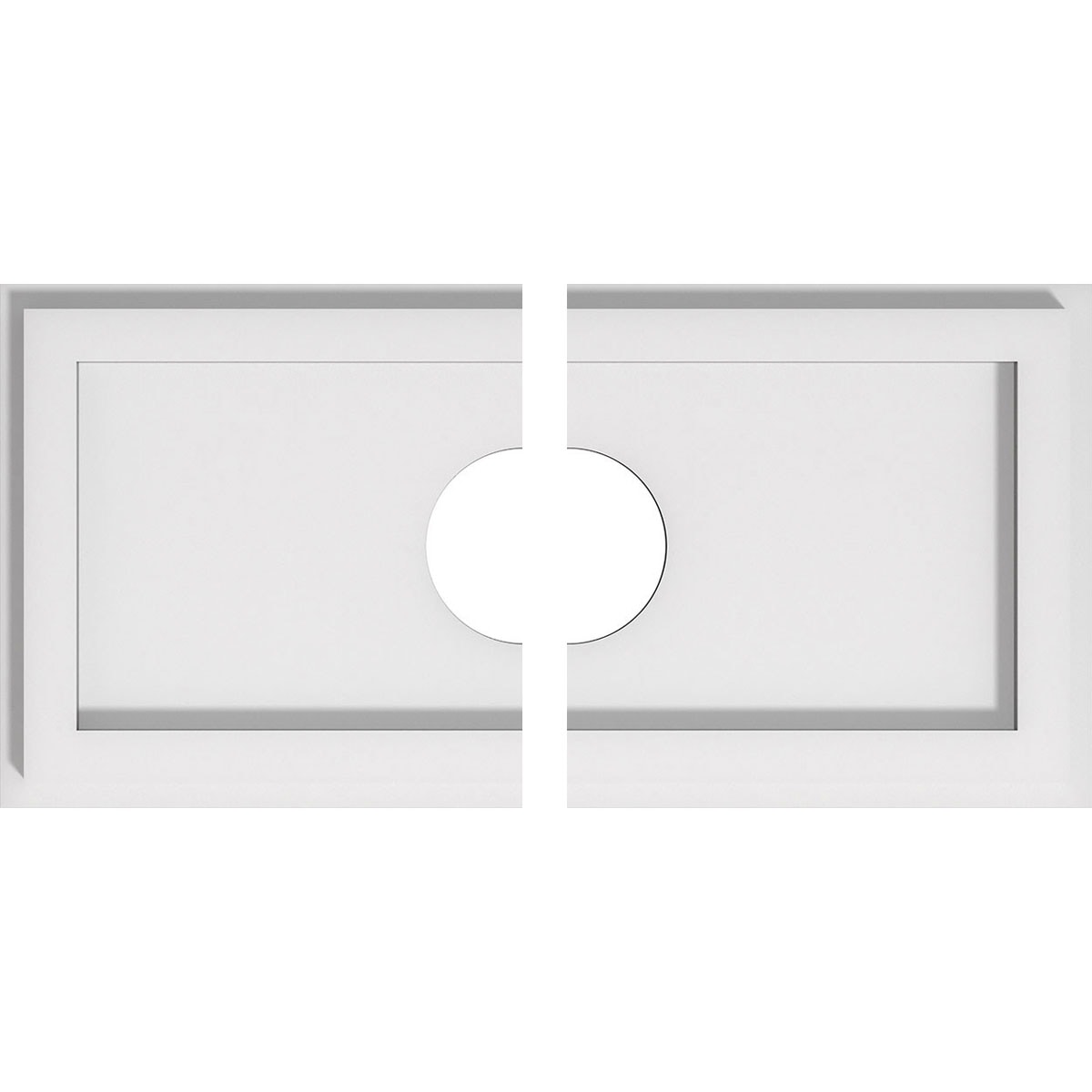 Ekena Millwork CMP16X8RE2-03000 Rectangle 16-Inches W x 8-Inches L Contemporary White PVC Split Ceiling Medallion